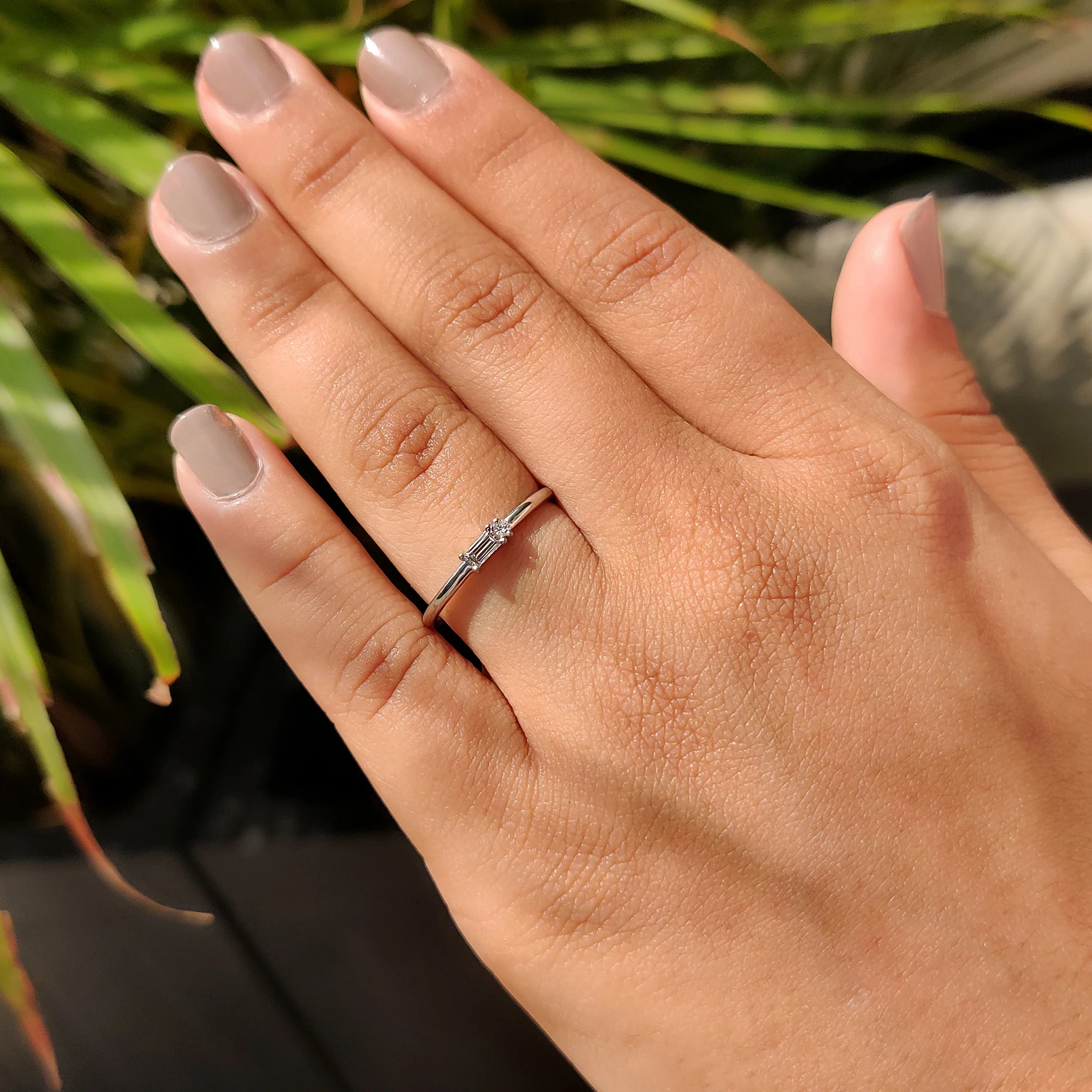 Morse Code Style Baguette And Round Diamond Band - Image 6