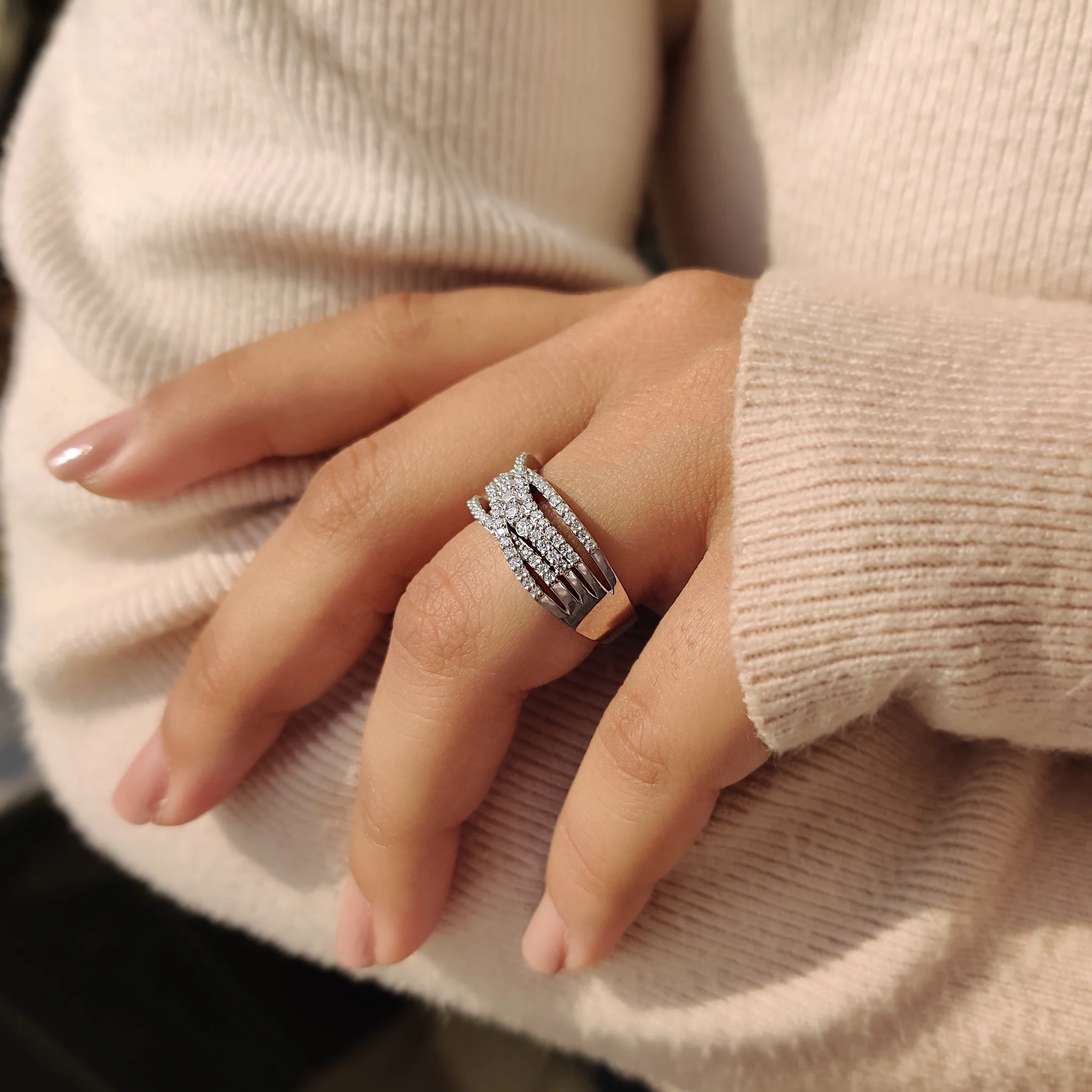 Multi Row Pave Round Cut Band - Image 5