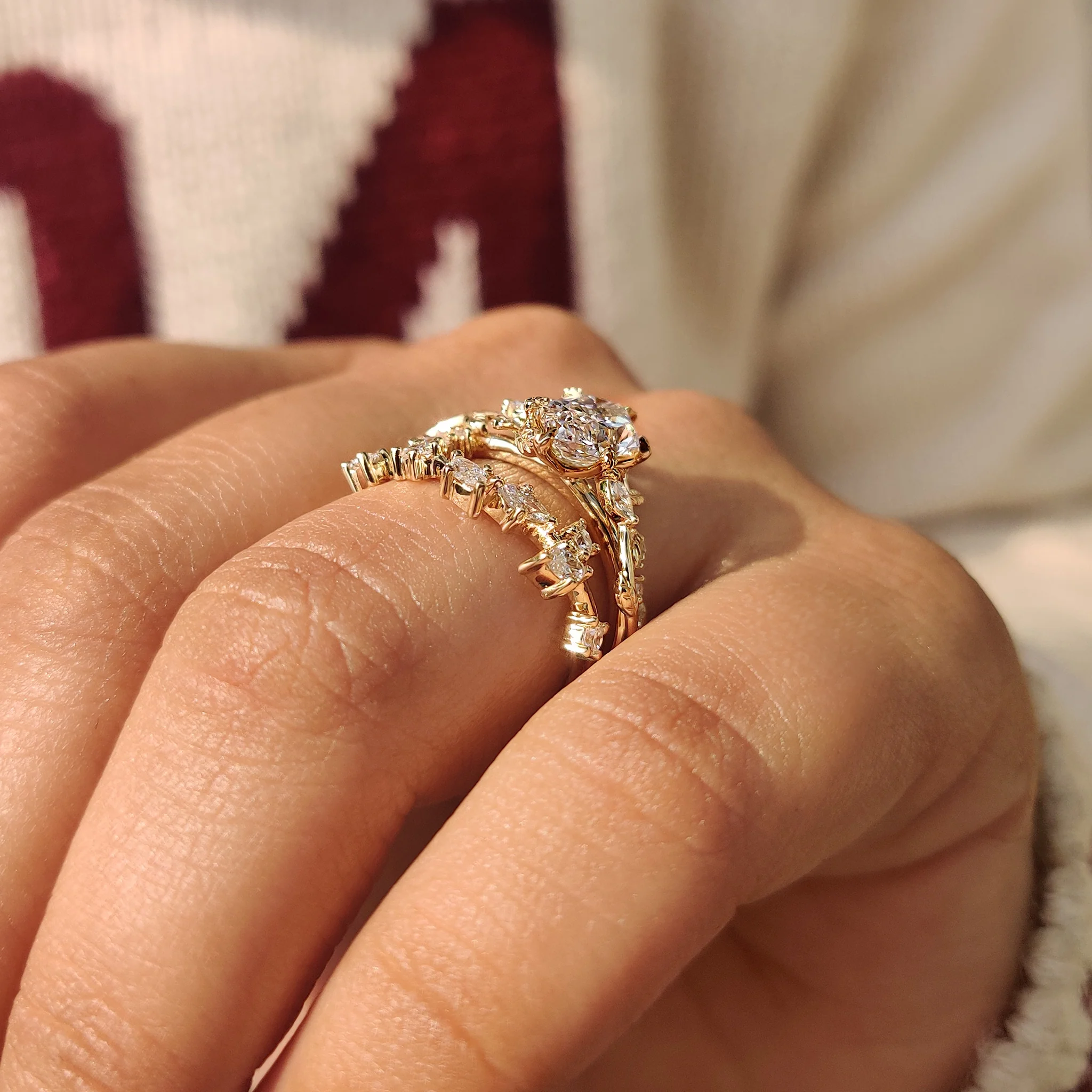 Nature Inspired Bridal Set With Dutch Marquise Ring - Image 3