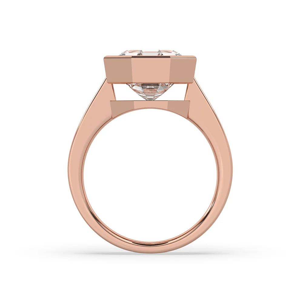 Octagon Diamond Ring In Solitaire Bezel Setting - Image 4