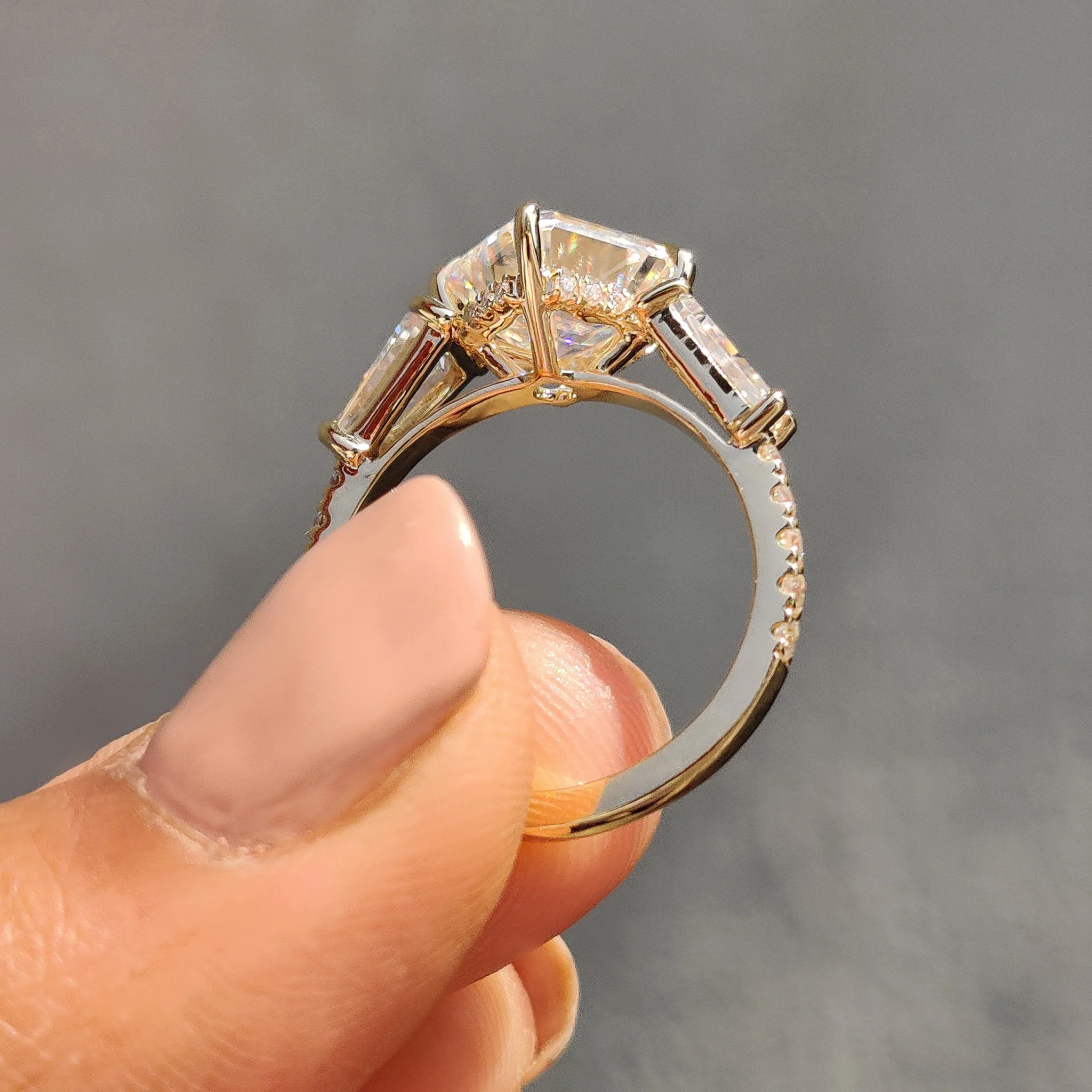 Octavia Cut Hidden Halo Engagement Ring - Image 7