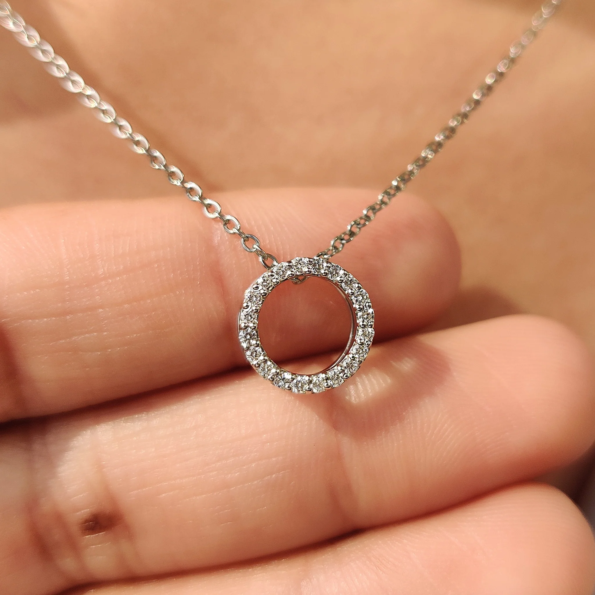 Open Circle Round Diamond Pendant - Image 9