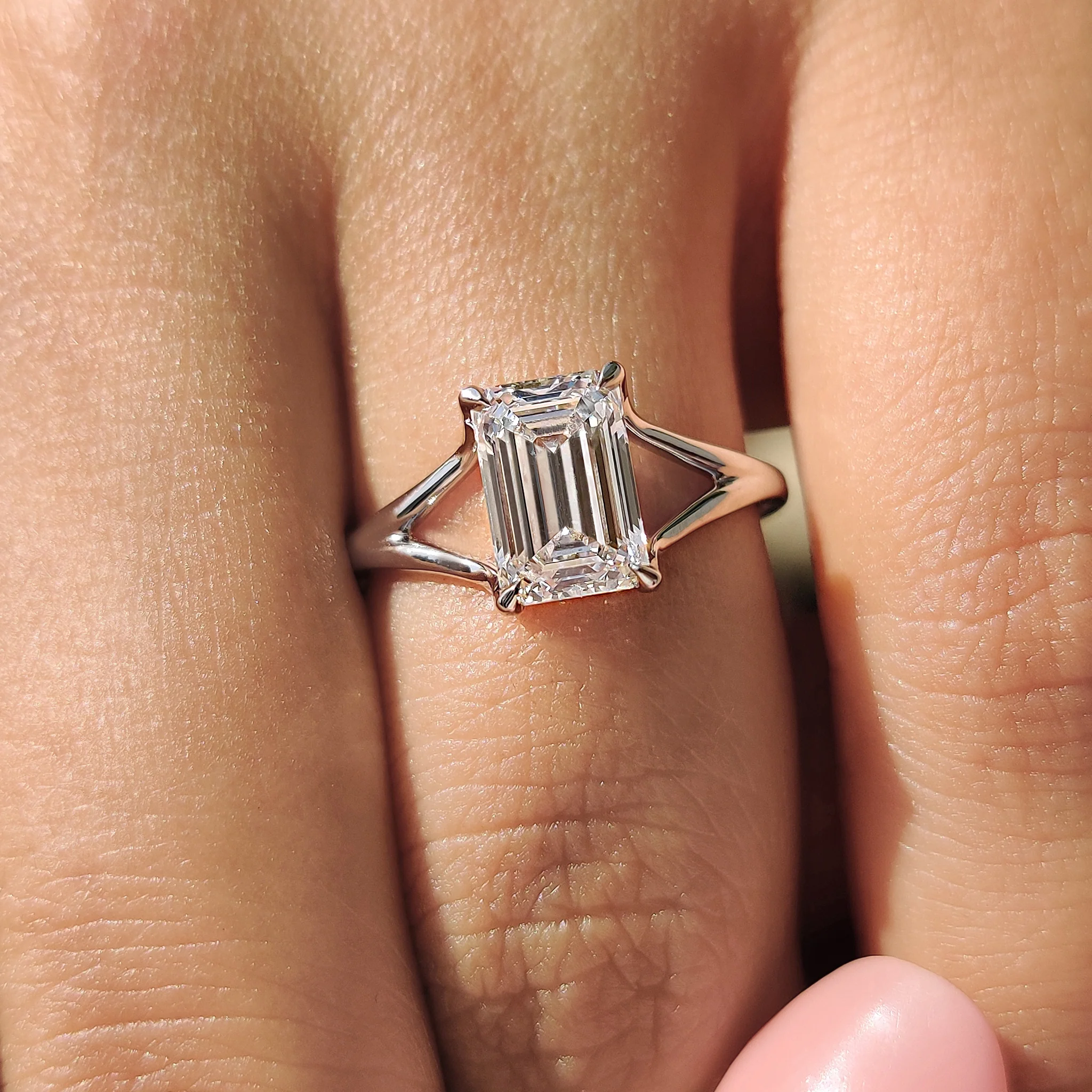 Open Gallery Emerald Cut Diamond Solitaire Ring - Image 5