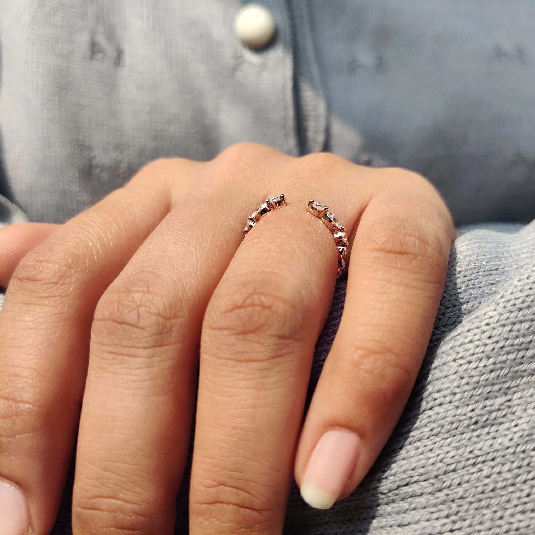 Open Gap Round And Marquise Wedding Band - Image 4