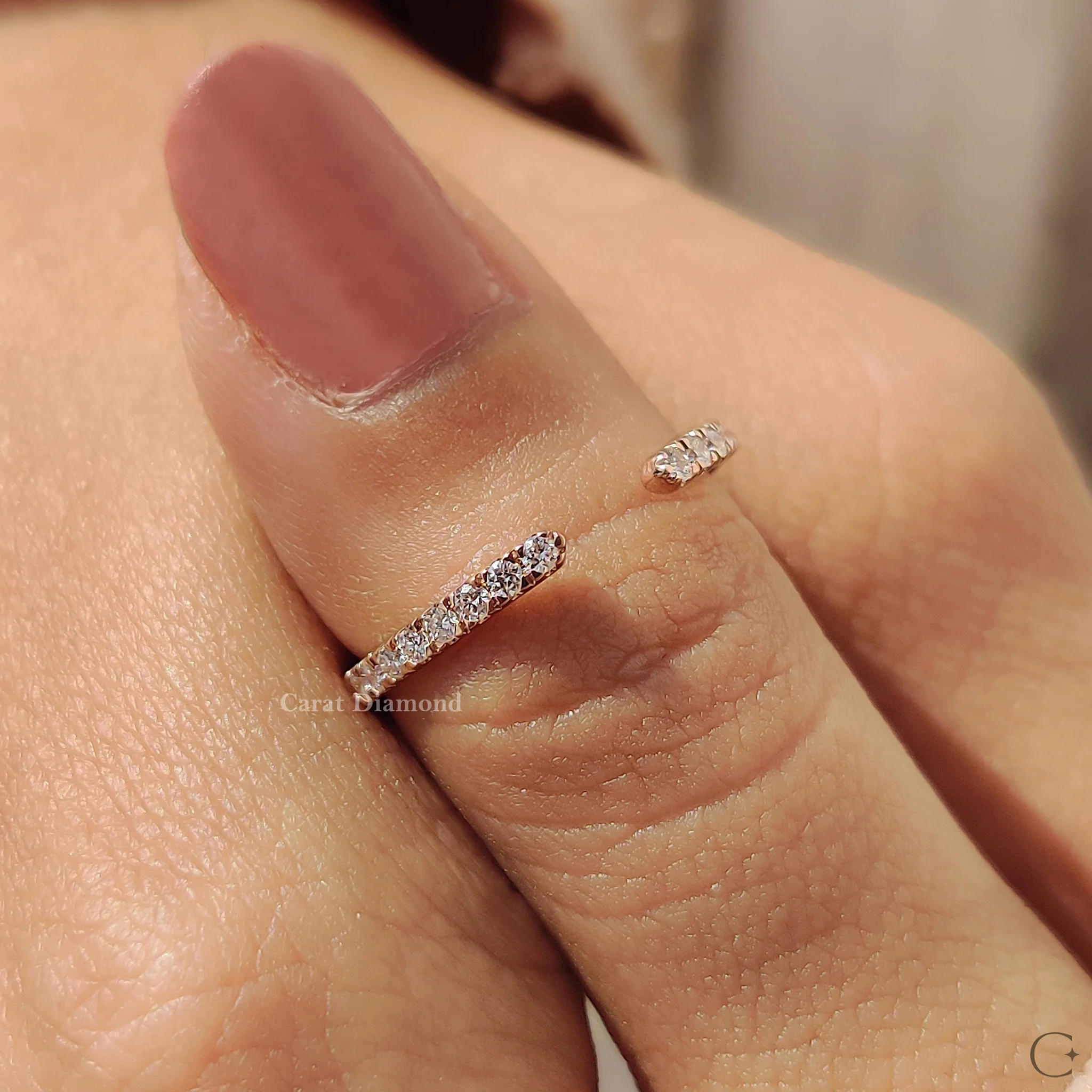 Open Gap Wedding Band With Round Cut - Image 4