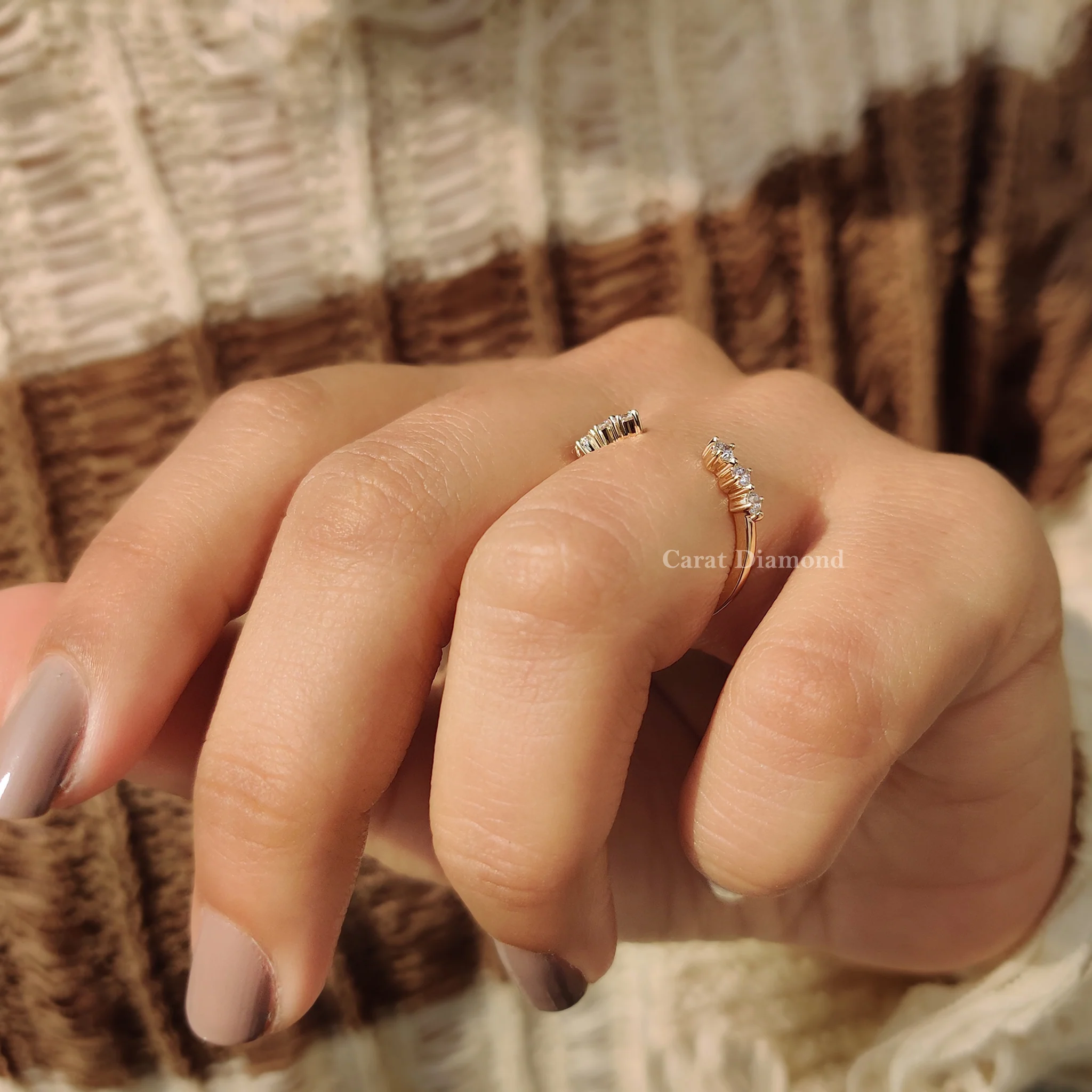 Round Cut Moissanite Open Gap Band - Image 4
