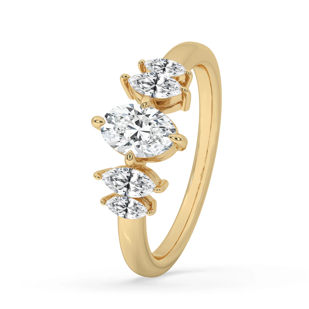 Oval And Marquise Cut 5 Stone Diamond Ring - Image 2