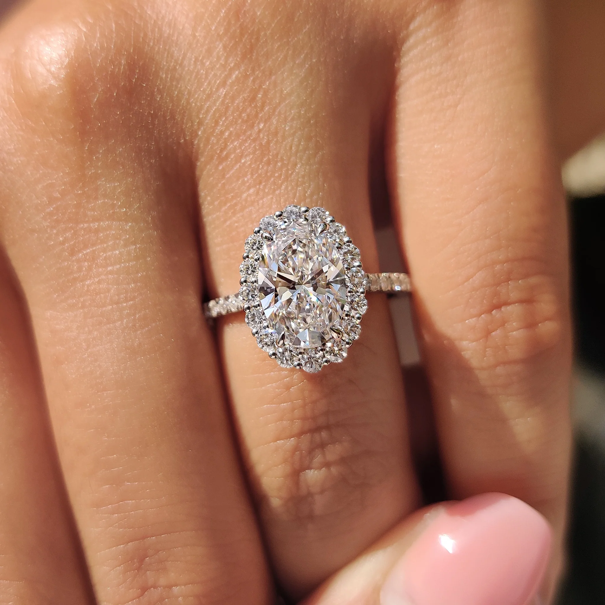 Oval Cut Cathedral Setting Ring - Image 5