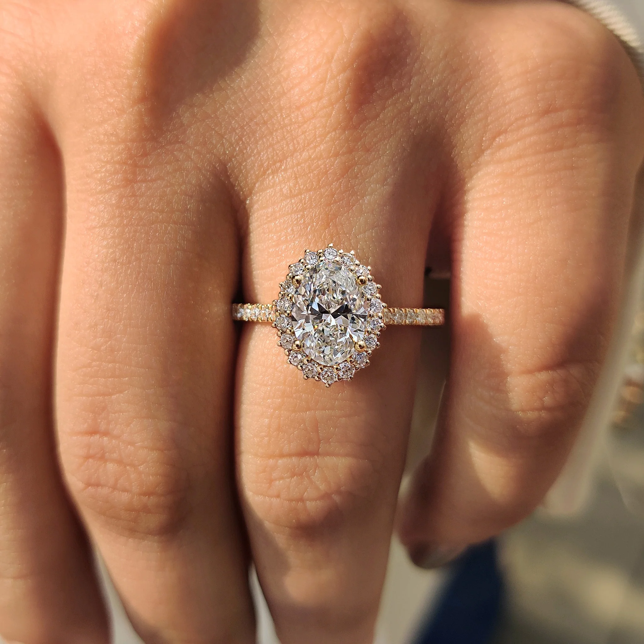 Oval Cut Diamond Engagement Ring In Halo And Pave Style - Image 9