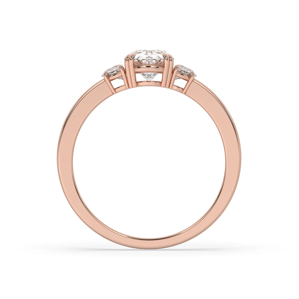 Oval Cut Diamond Engagement Ring With Half Moon Side Stone - Image 3