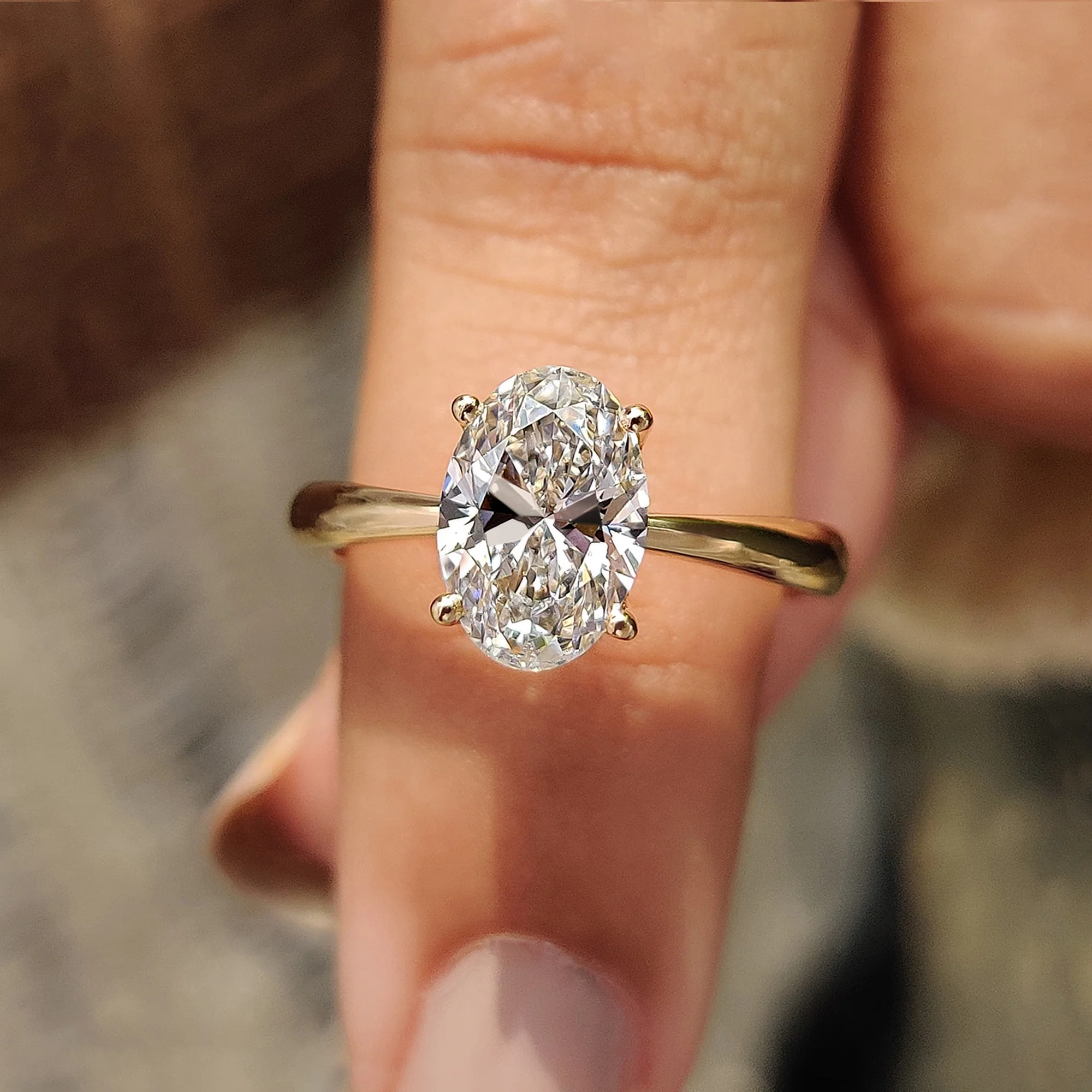 Oval Cut Engagement Ring In Hidden Halo Style