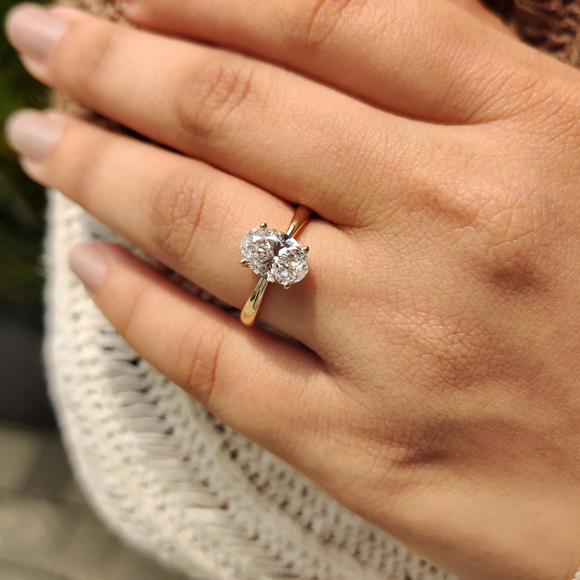 Oval Cut Engagement Ring In Hidden Halo Style - Image 5