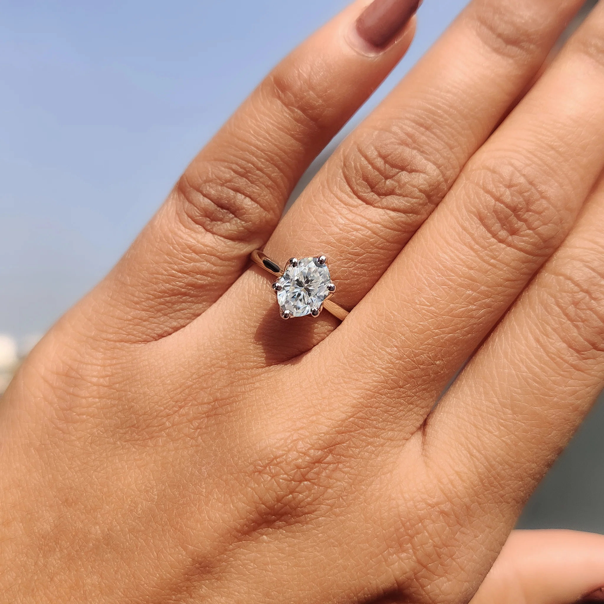 Oval Cut Engagement Ring With Hidden Blue Stone - Image 2