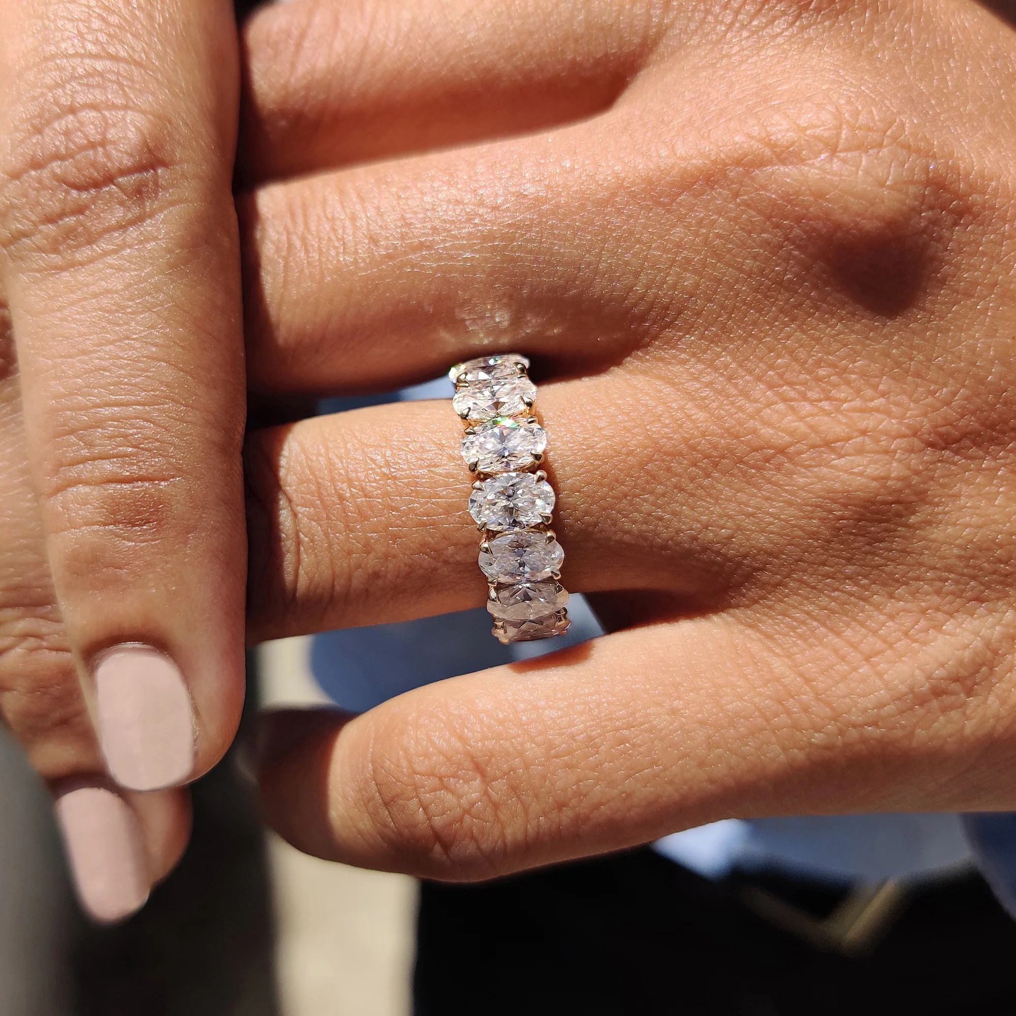 Full Eternity Oval Cut Moissanite Wedding Band - Image 6