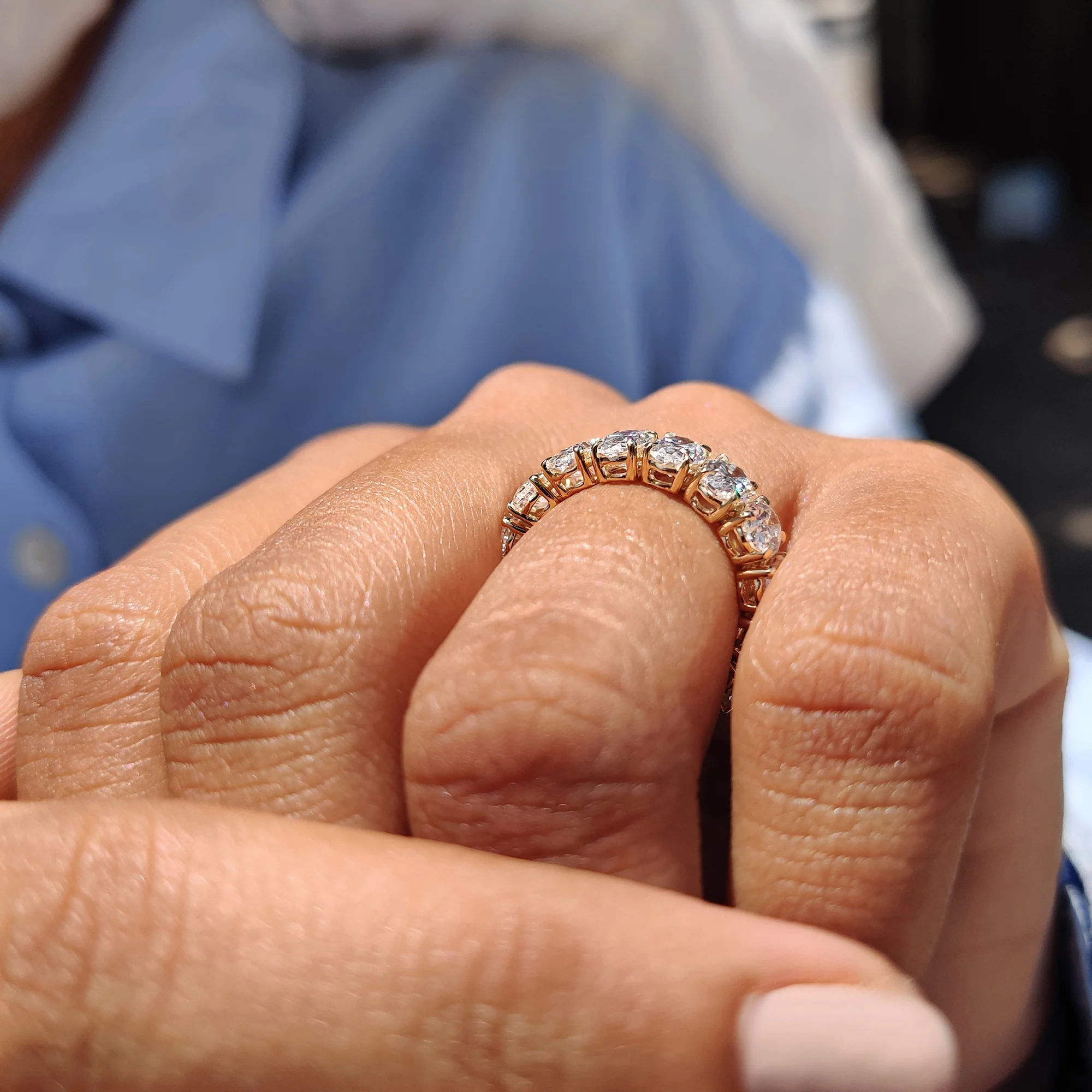 Full Eternity Oval Cut Moissanite Wedding Band - Image 9