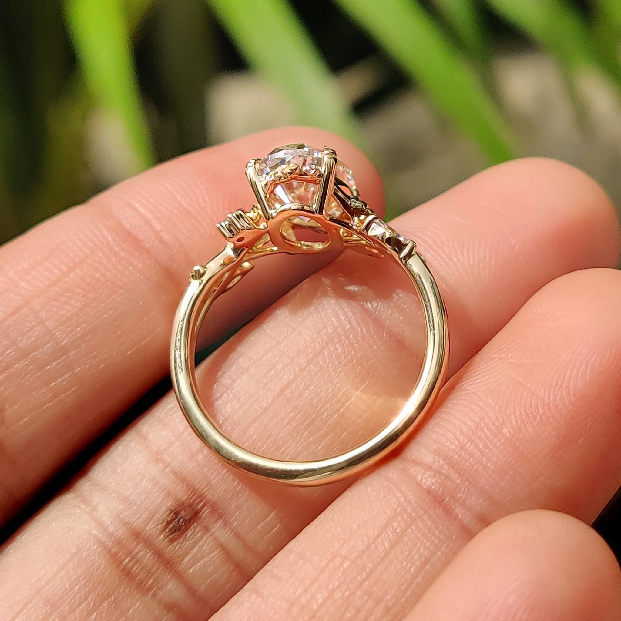Nature Inspired Oval Diamond Engagement Ring - Image 7