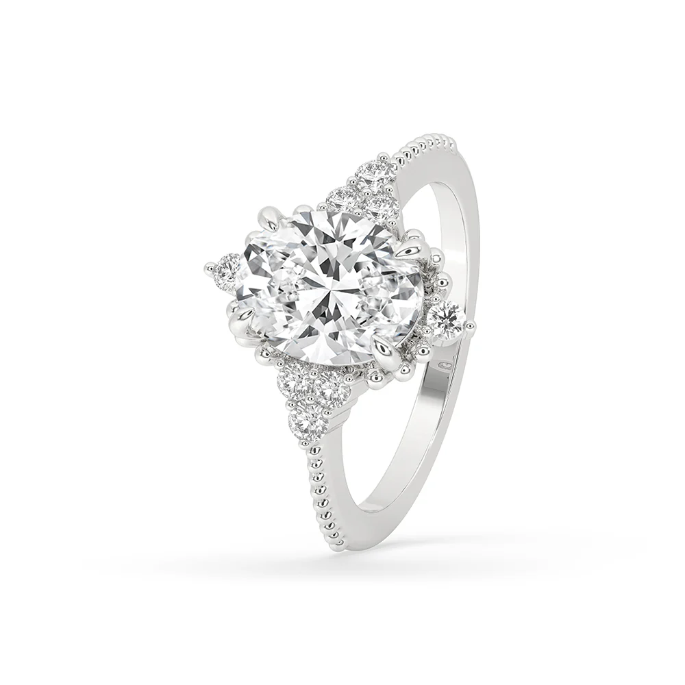 Oval Diamond Ring With Round Side Stone - Image 2