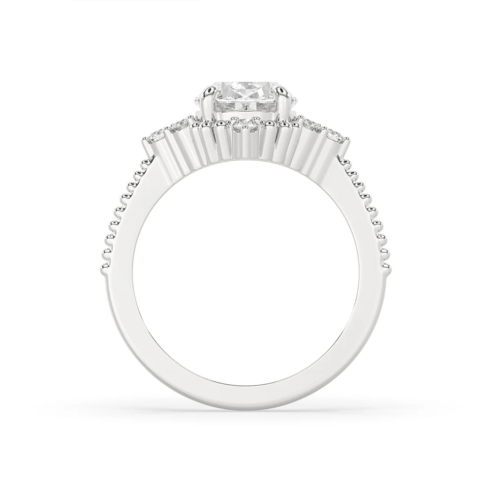 Oval Diamond Ring With Round Side Stone - Image 4