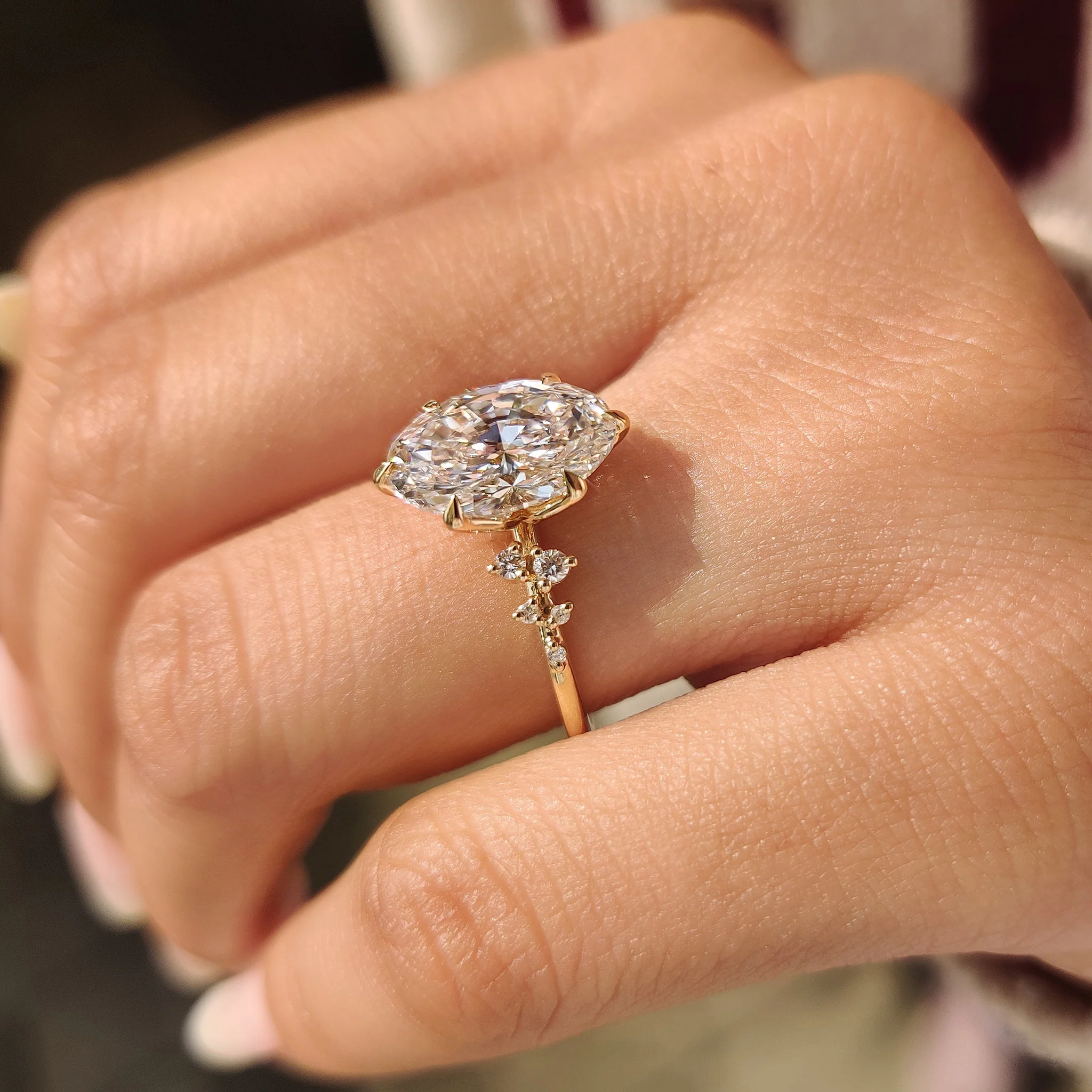 Oval Diamond Ring With Round Side Stones - Image 2