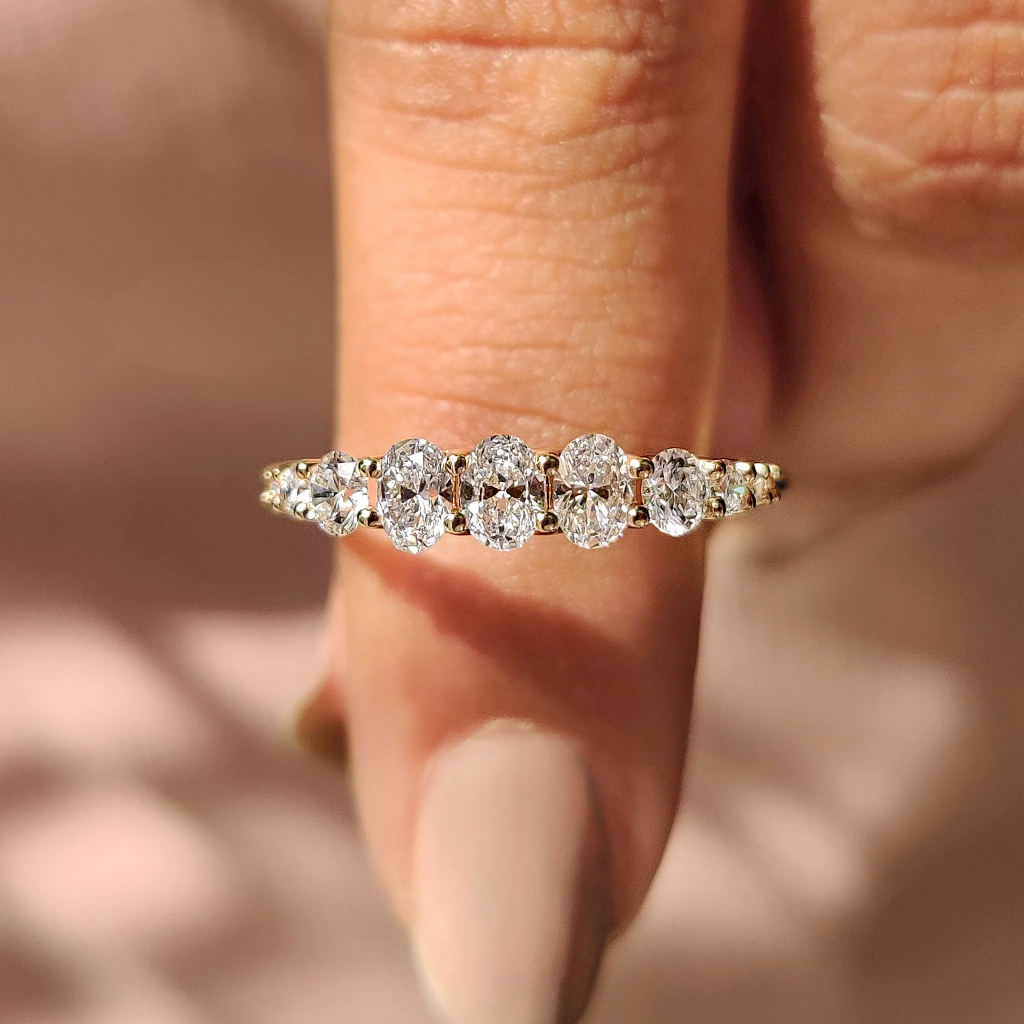 Oval Diamond Wedding Band In Half Eternity Setting - Image 8