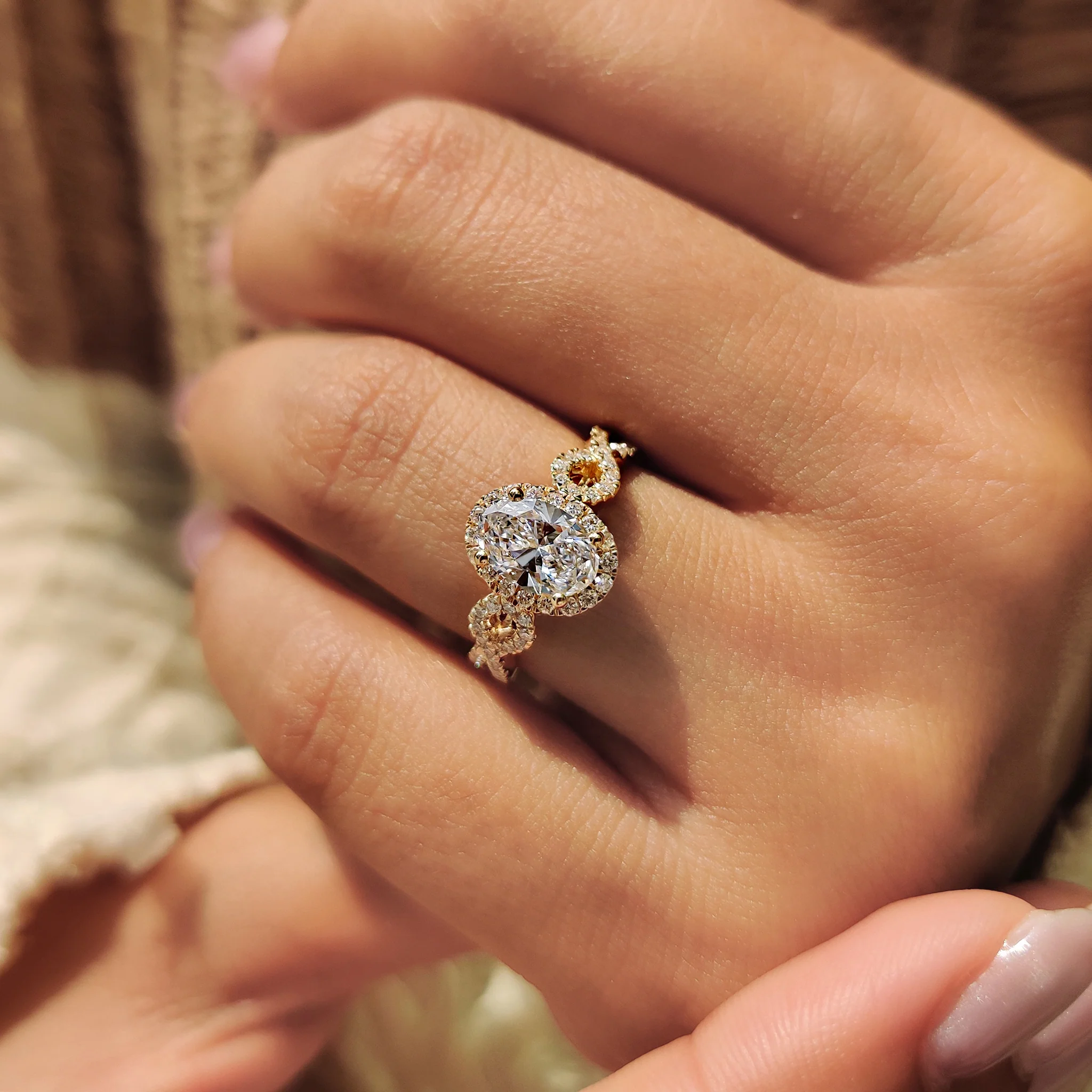 Oval Engagement Ring With Hidden Milgrain Setting - Image 5