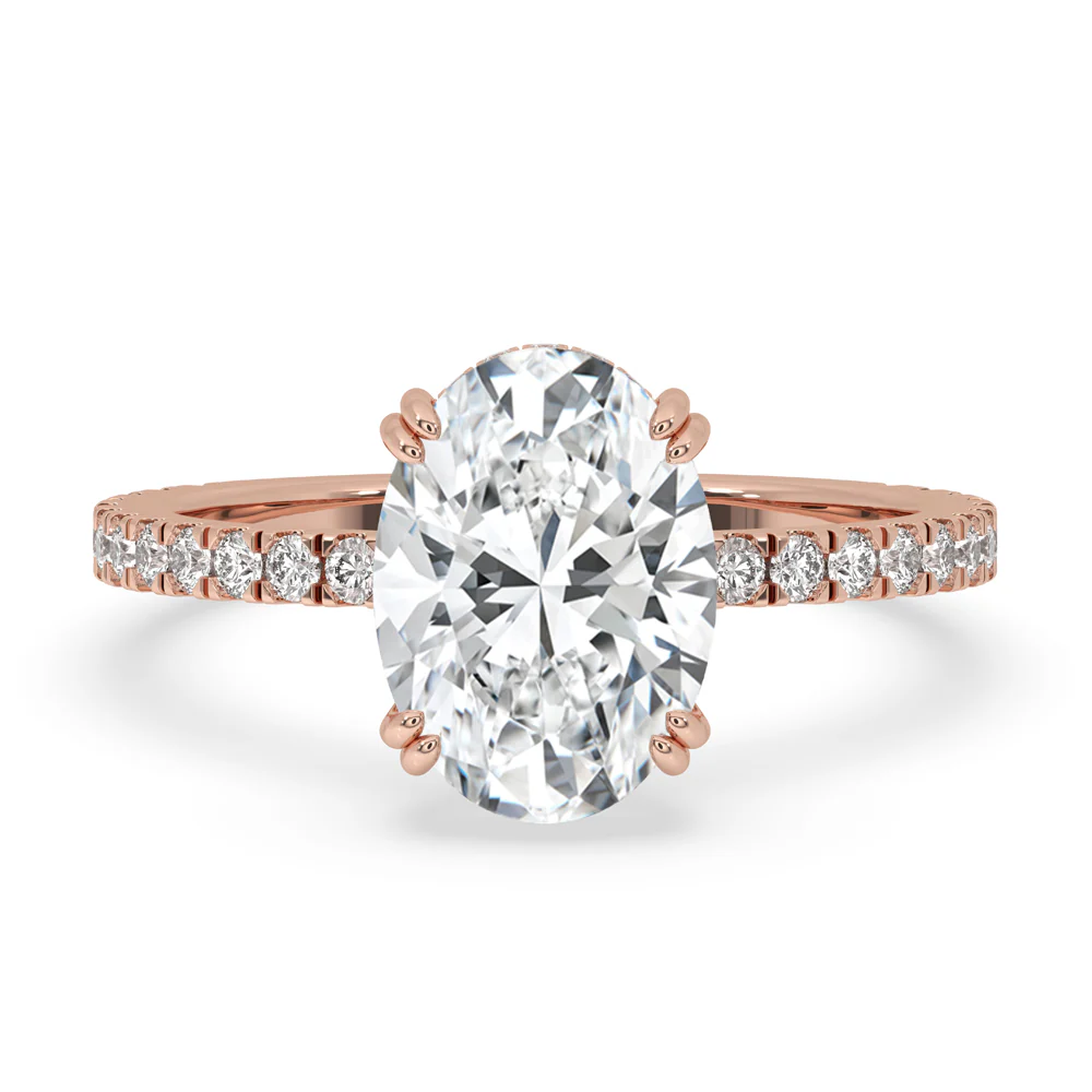 Oval Hidden Halo Engagement Ring With Pave Style