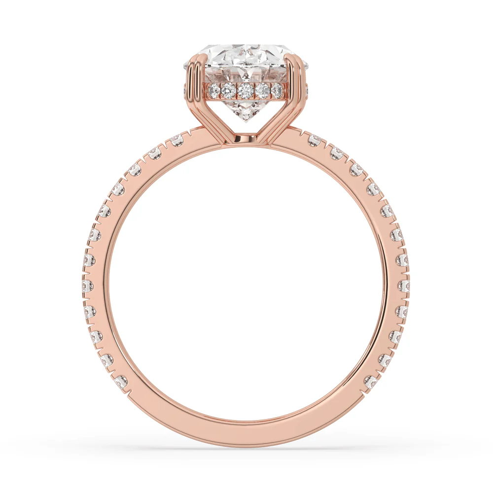 Oval Hidden Halo Engagement Ring With Pave Style - Image 3