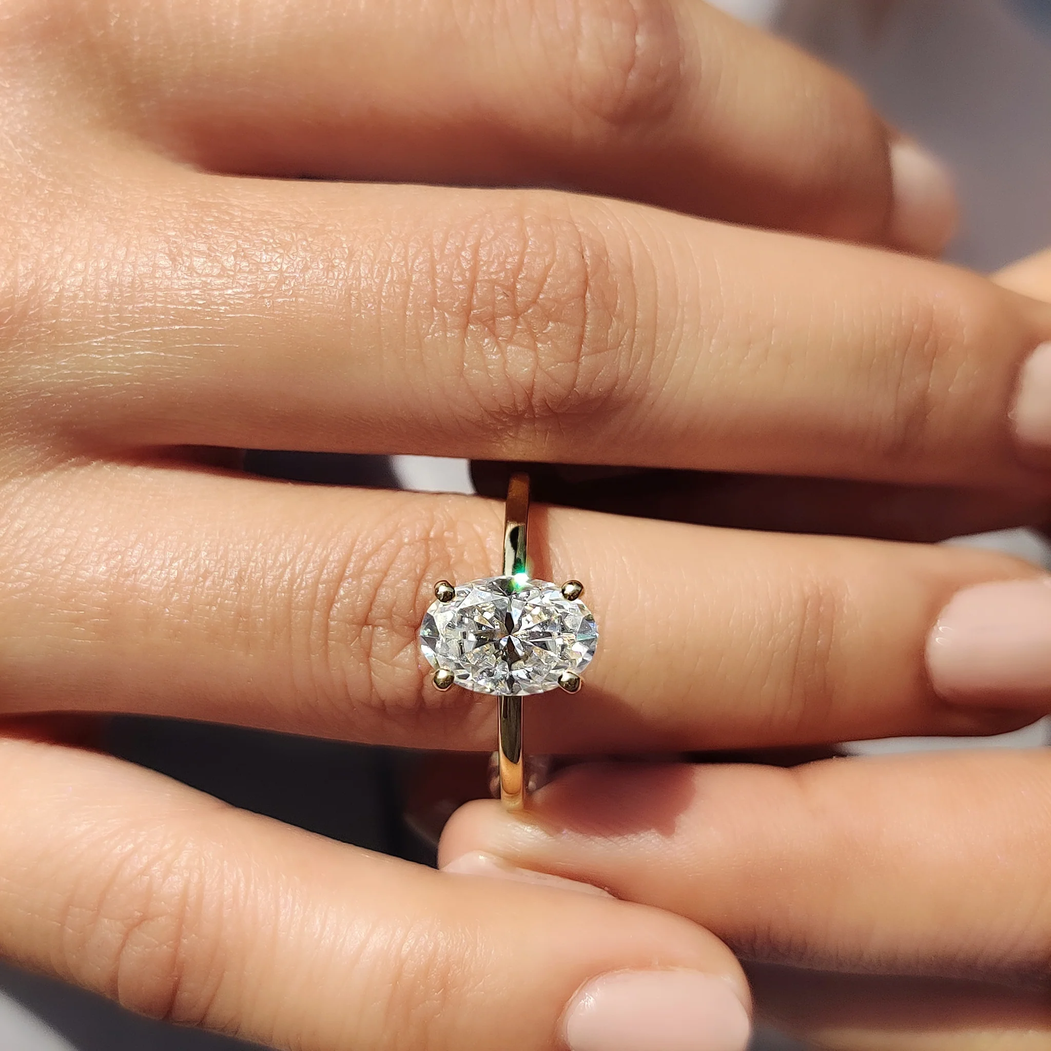 Oval Moissanite Engagement Ring With Hidden Halo Style - Image 8