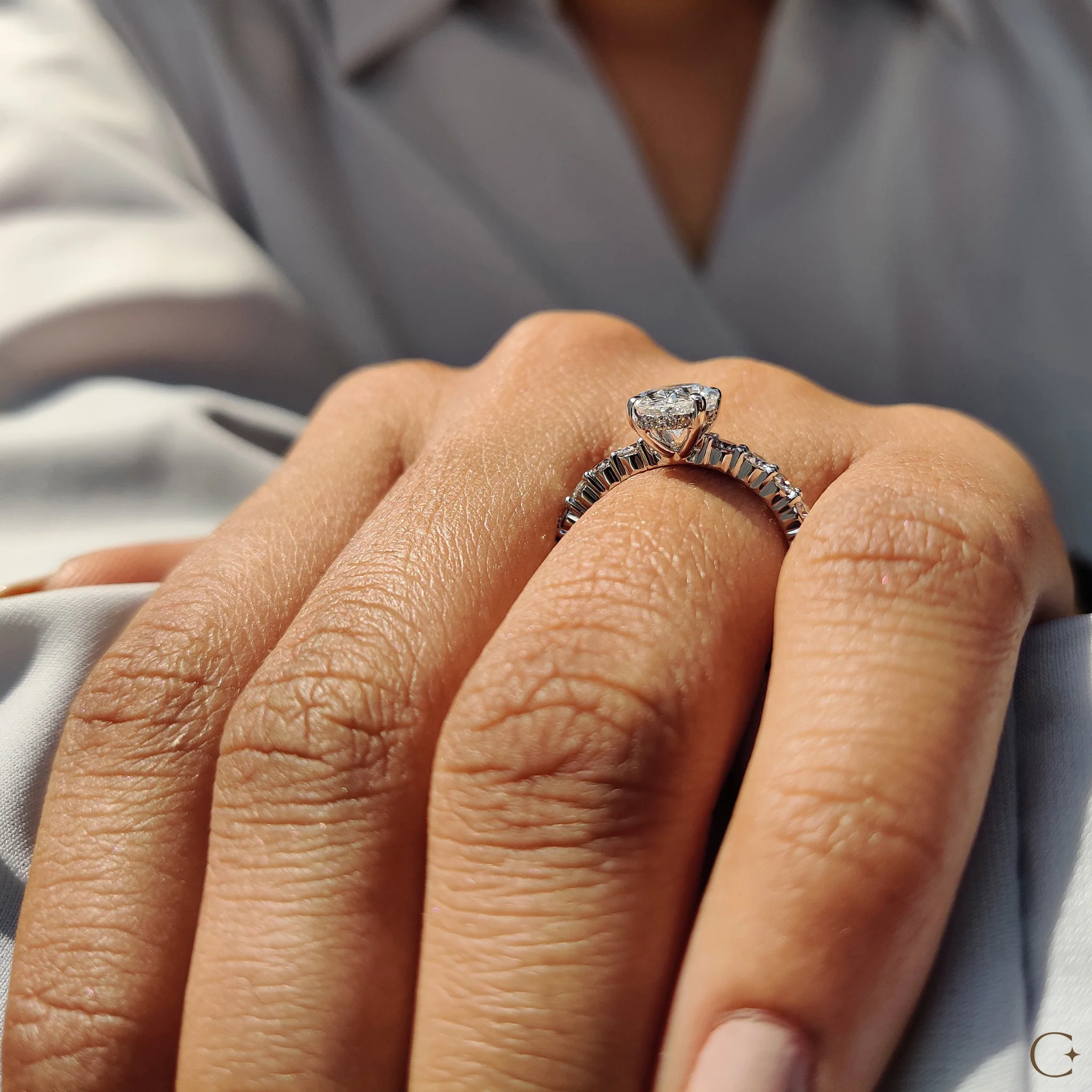 Oval Pave Engagement Ring In Hidden Halo Style - Image 4