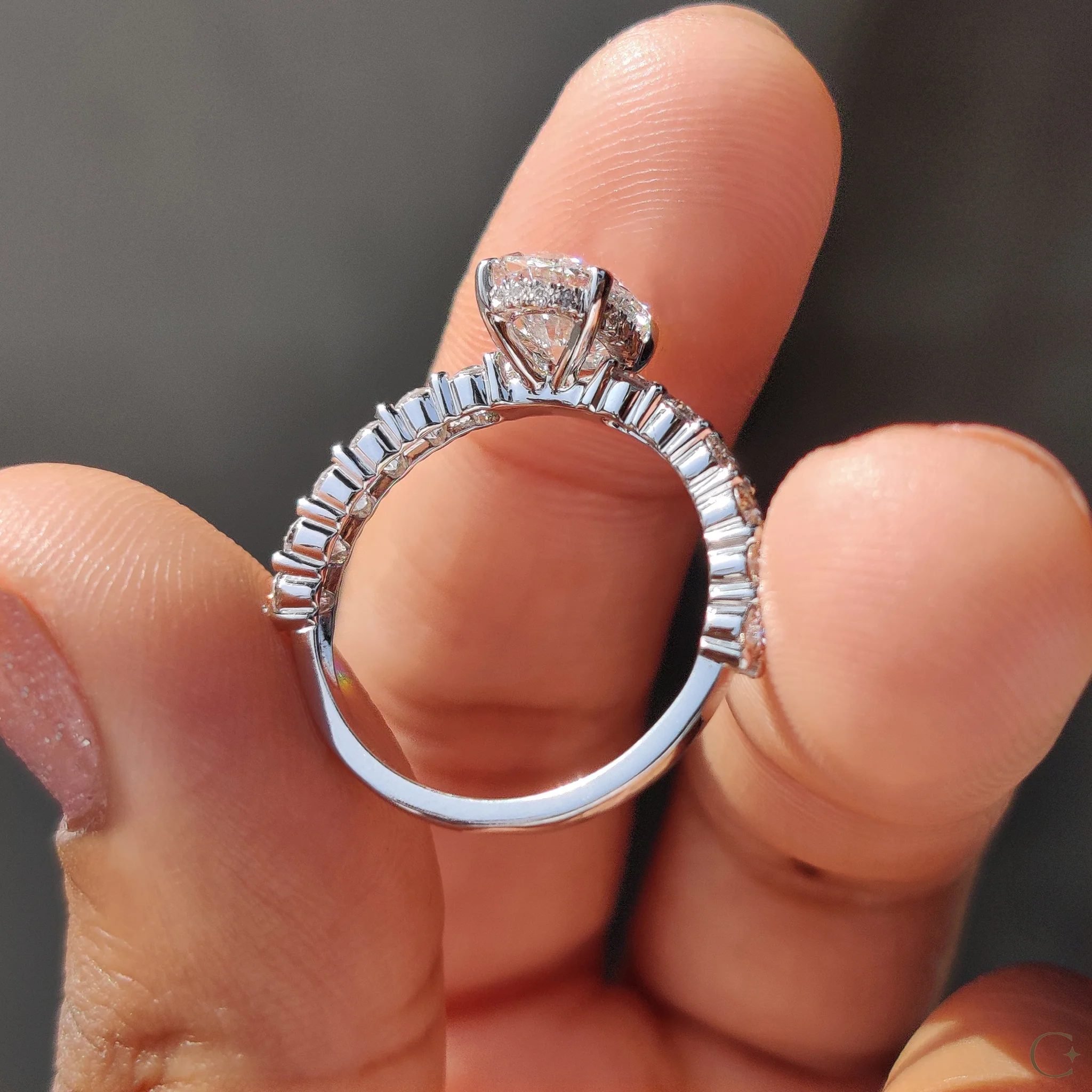 Oval Pave Engagement Ring In Hidden Halo Style - Image 9