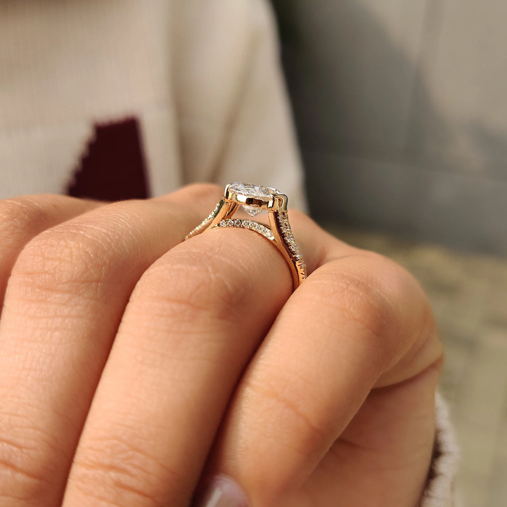 Oval Shaped Diamond Ring With Split Shank Band - Image 4