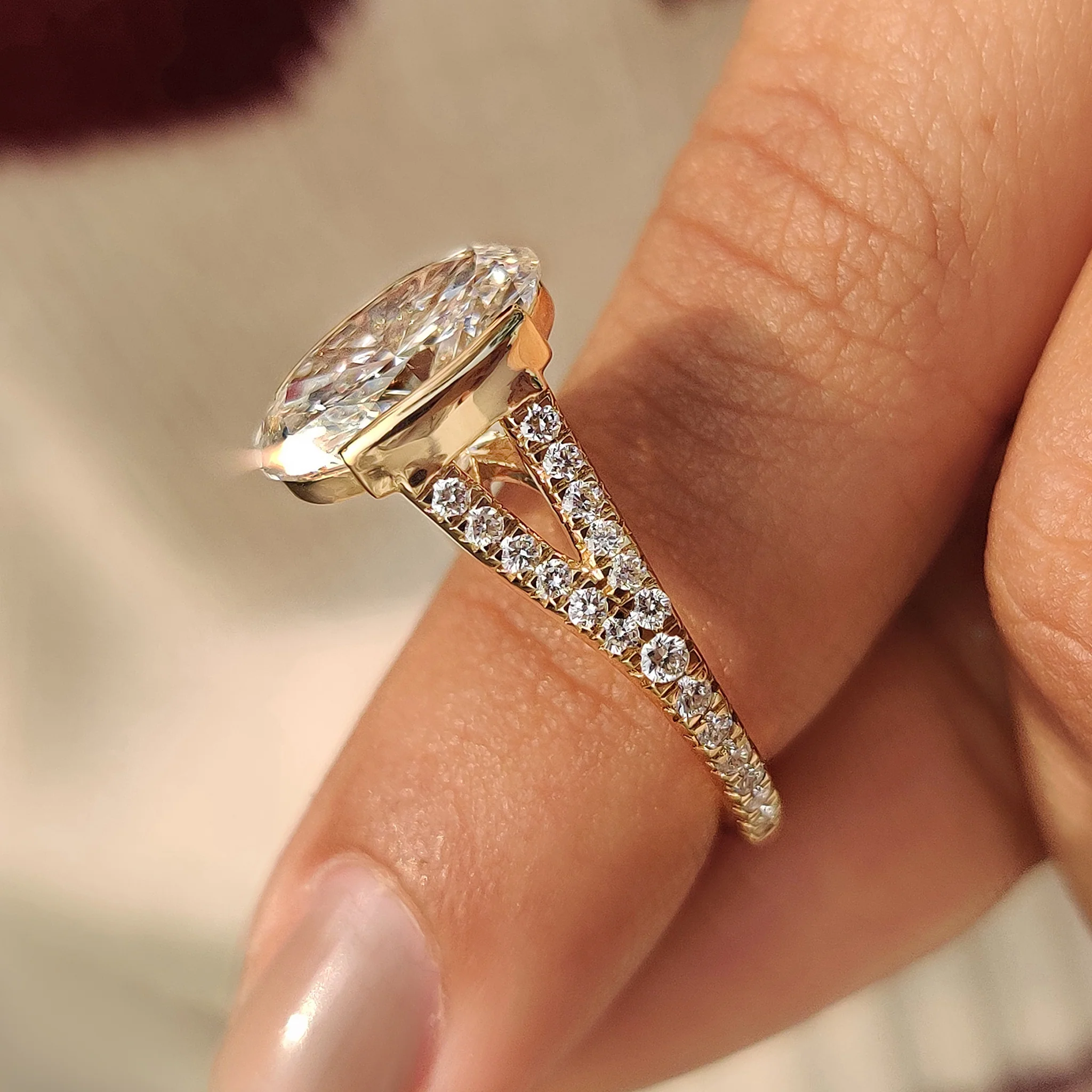 Oval Shaped Diamond Ring With Split Shank Band - Image 8