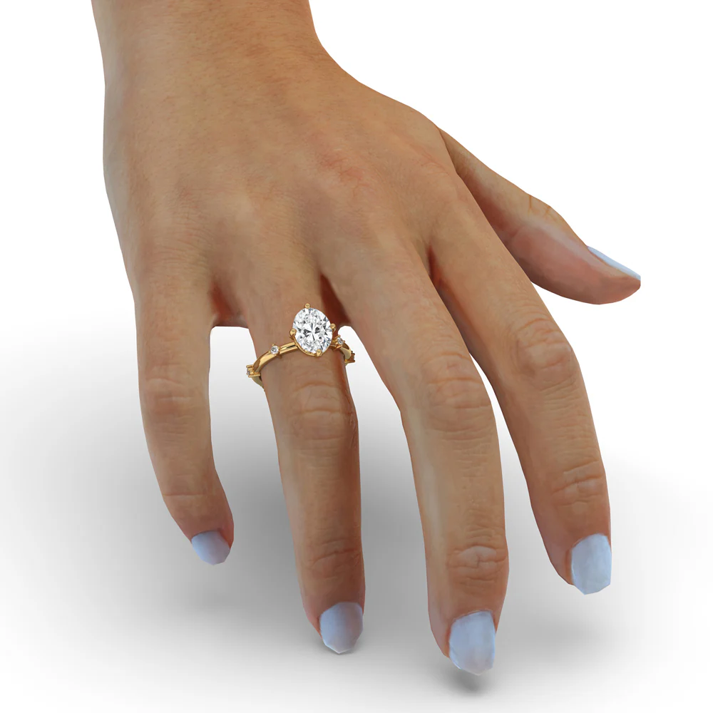 Oval Shaped Engagement Ring - Distance Pave - Image 5