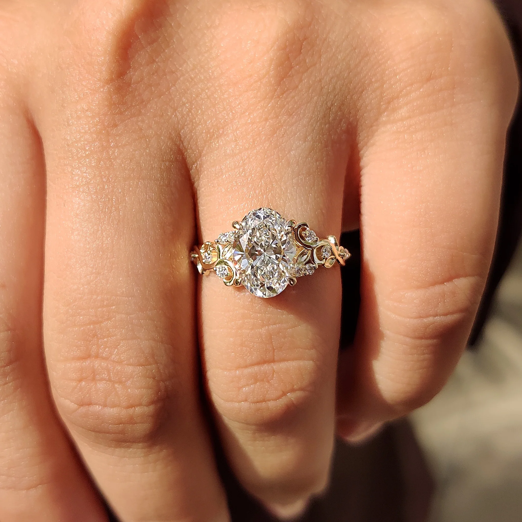 Oval Shaped Engagement Ring In Nature Inspired Style - Image 4