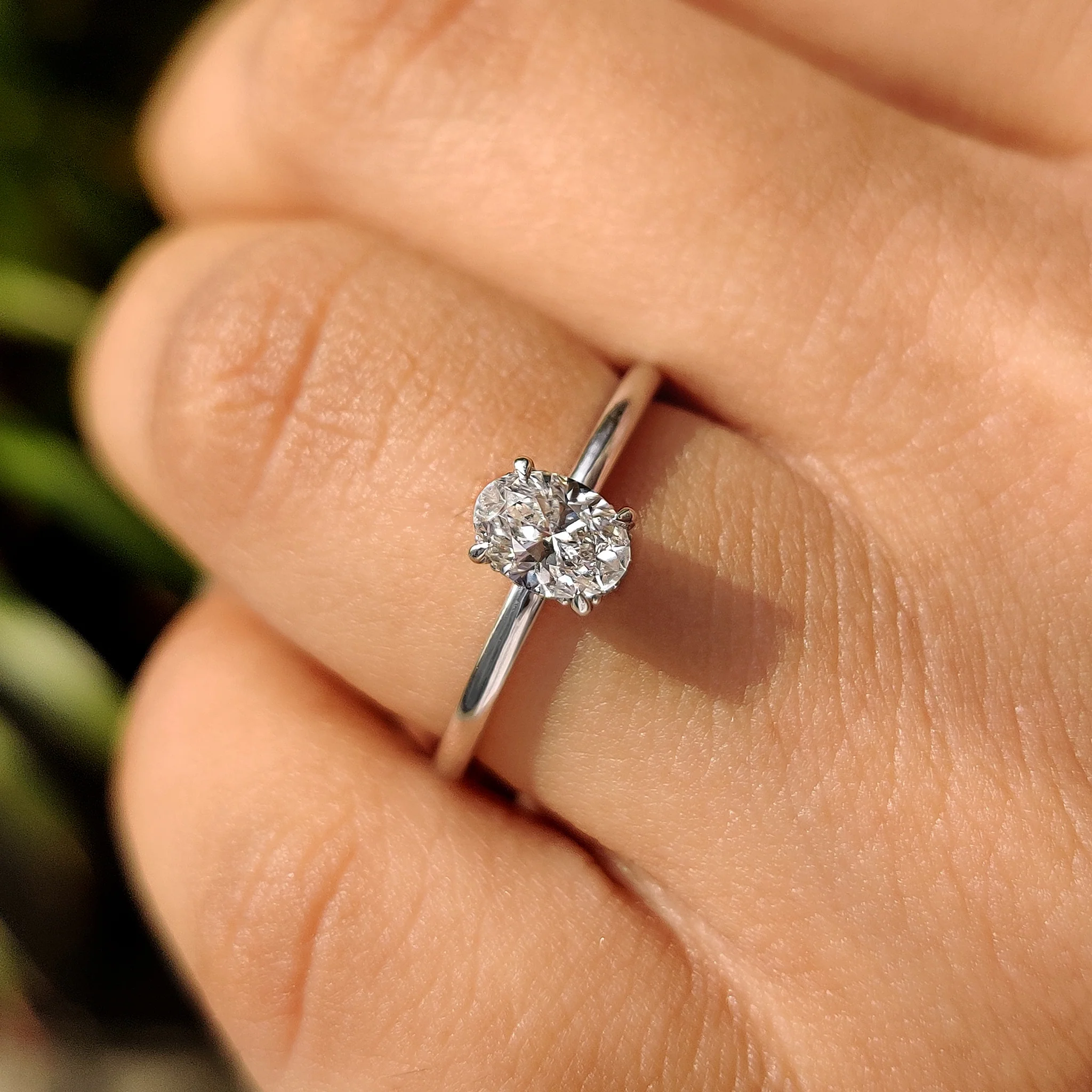 Oval Solitaire Engagement Ring With Hidden Halo - Image 5