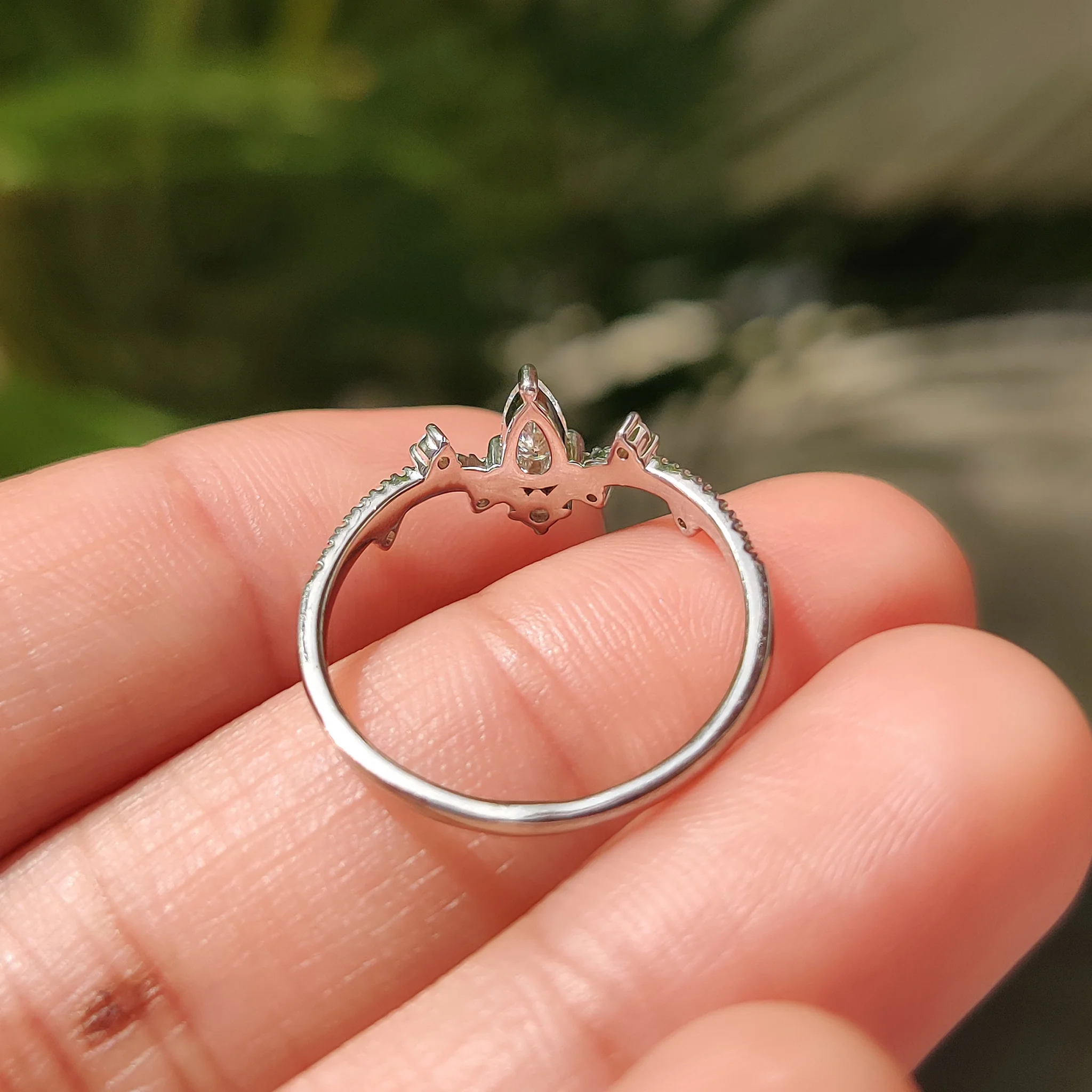 Pear Cluster Diamond Ring In Curved Style - Image 9