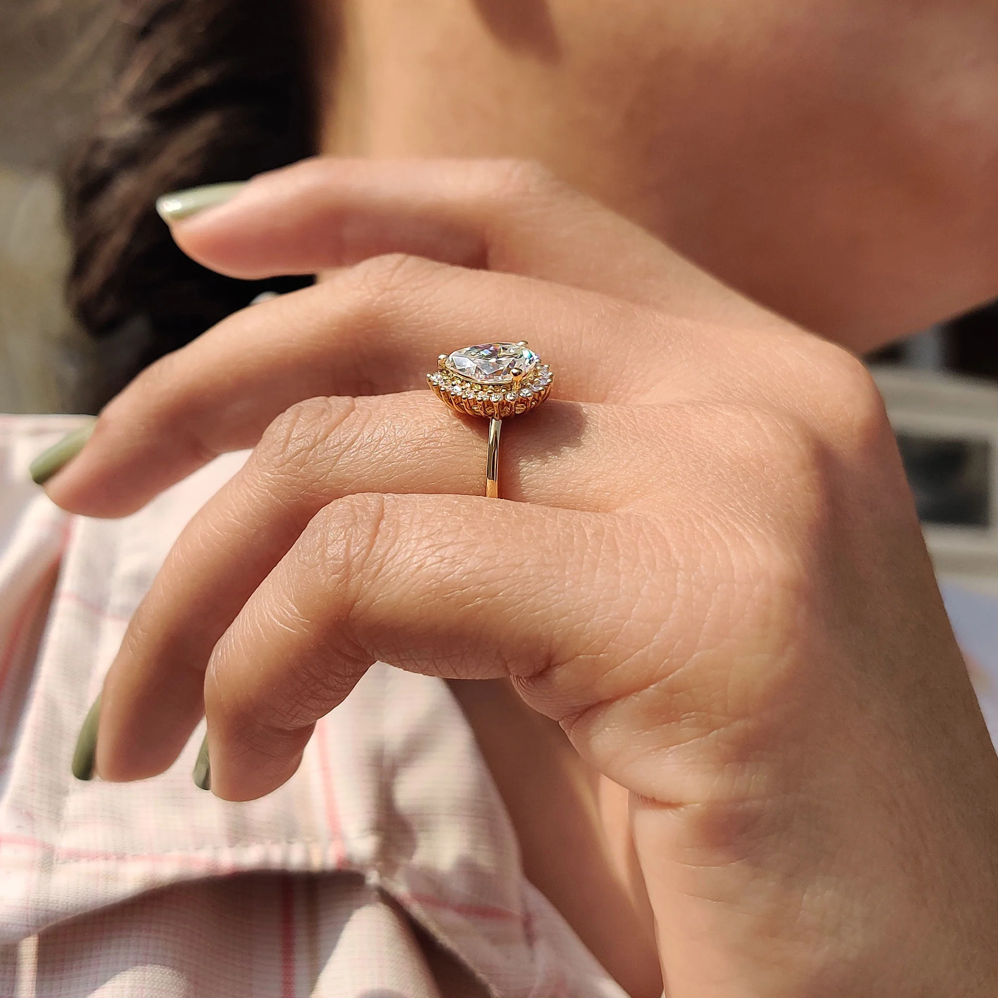 Pear Cut Engagement Ring With Halo Setting - Image 3