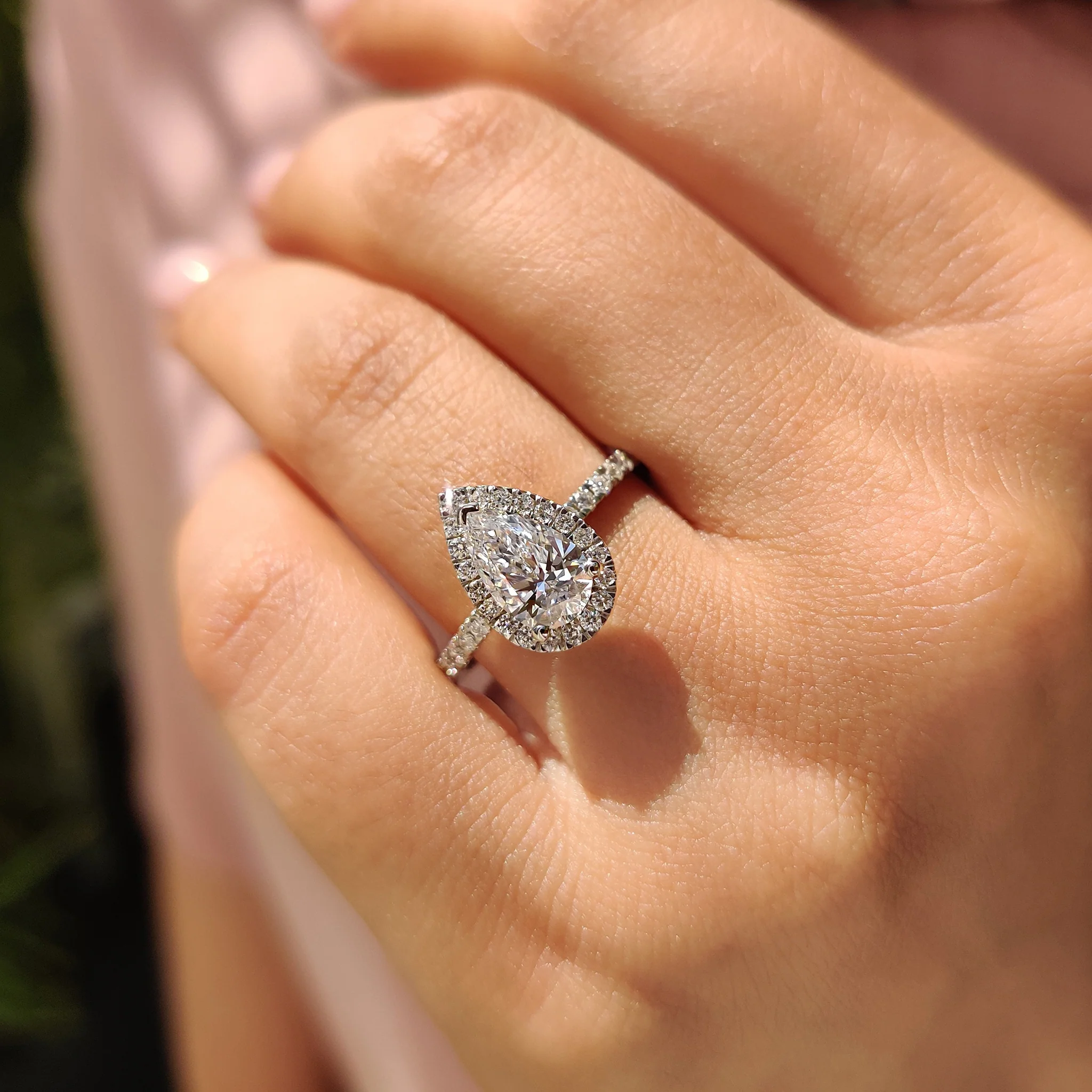 Pear Cut Halo Engagement Ring Setting - Image 2