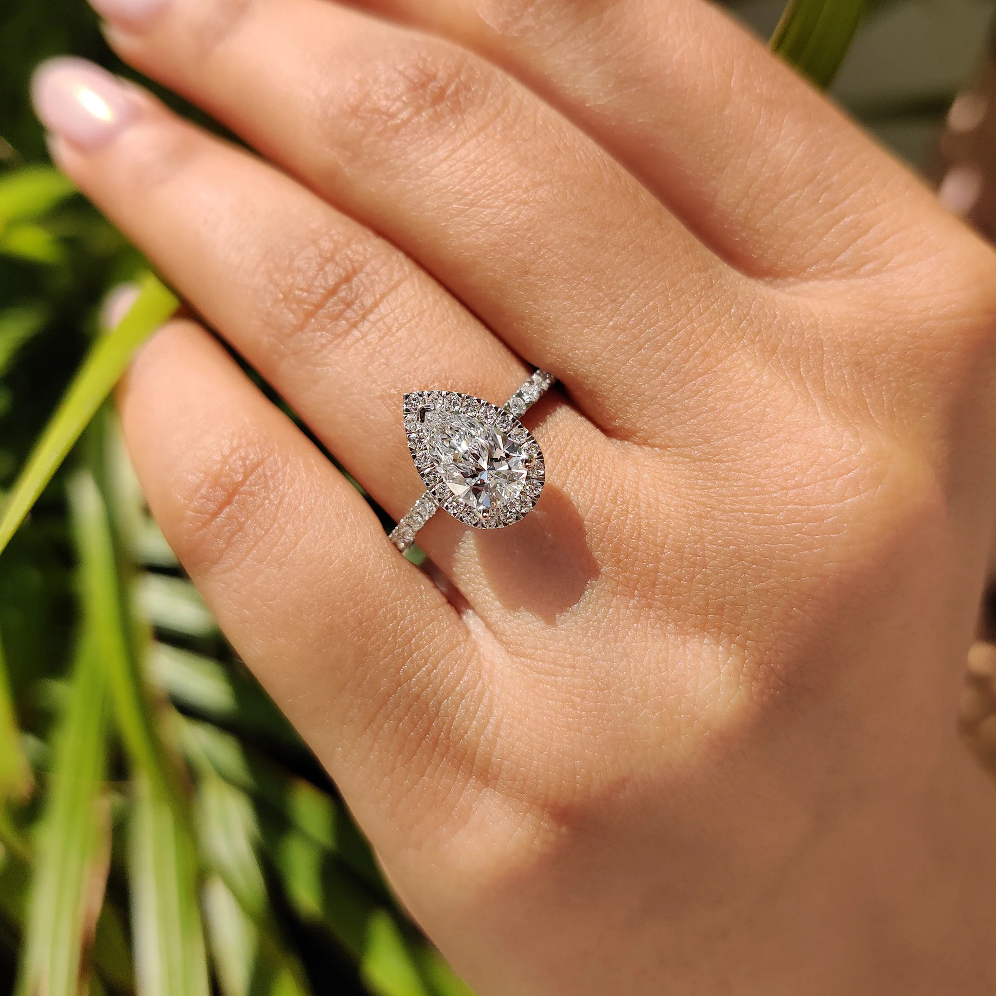 Pear Cut Halo Engagement Ring Setting - Image 5