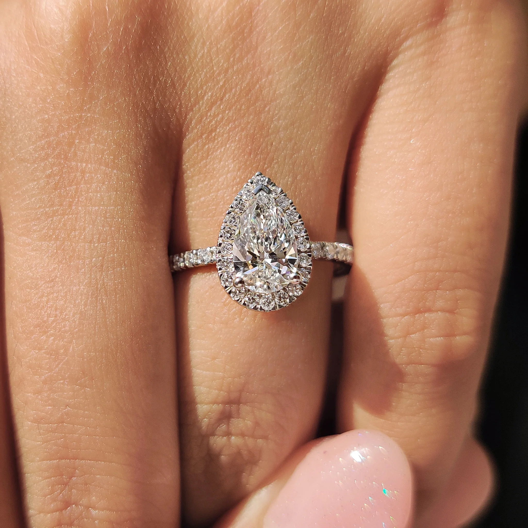 Pear Cut Halo Engagement Ring Setting - Image 6