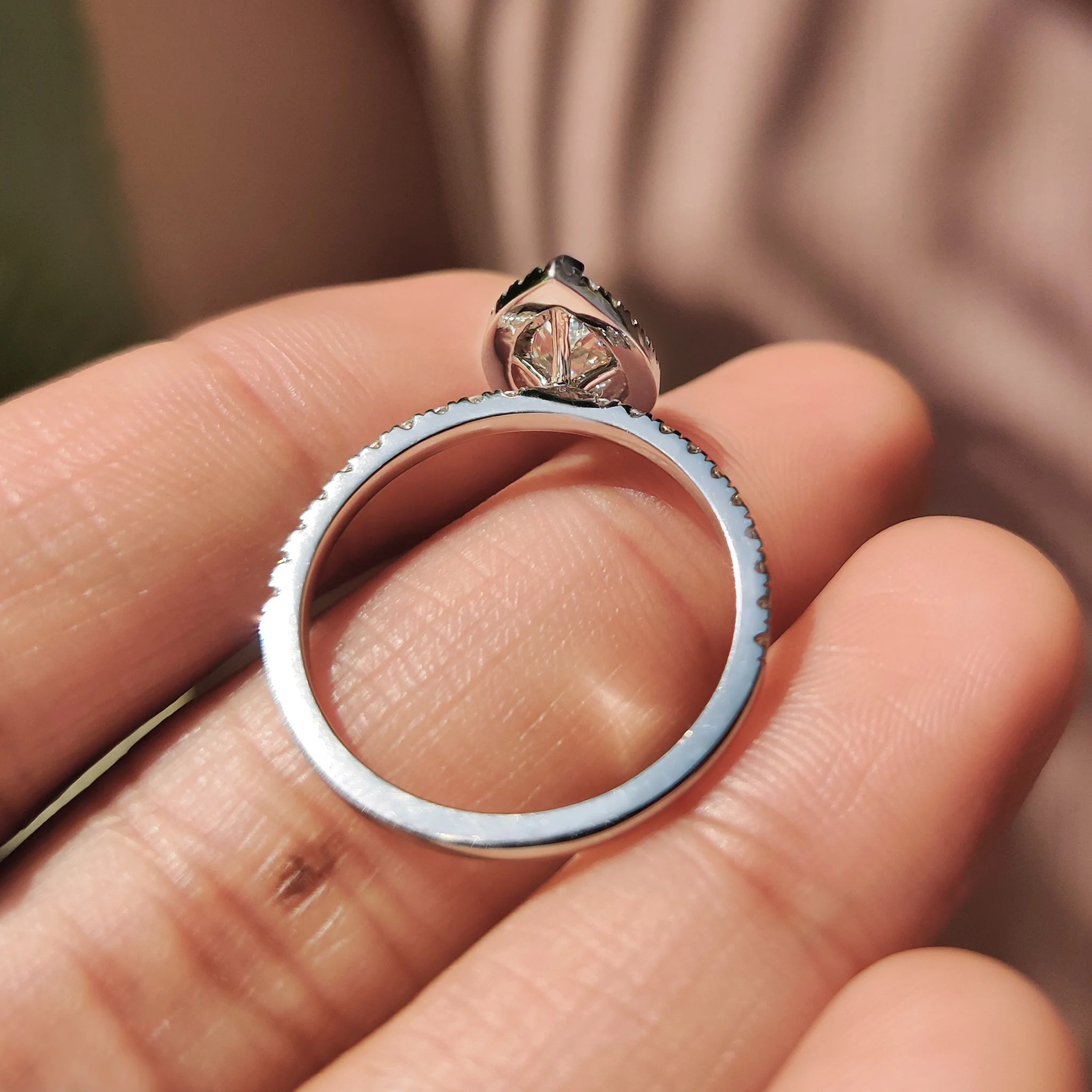 Pear Cut Halo Engagement Ring Setting - Image 7
