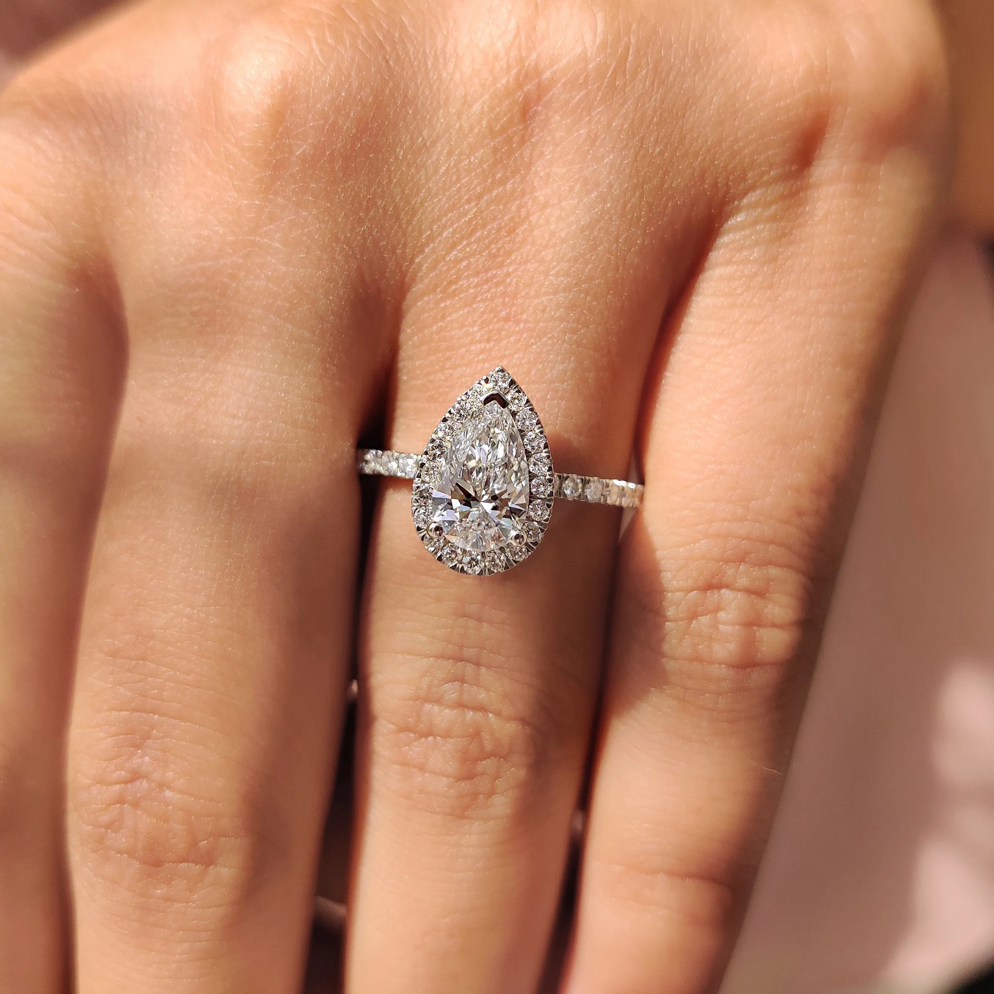 Pear Cut Halo Engagement Ring Setting - Image 9