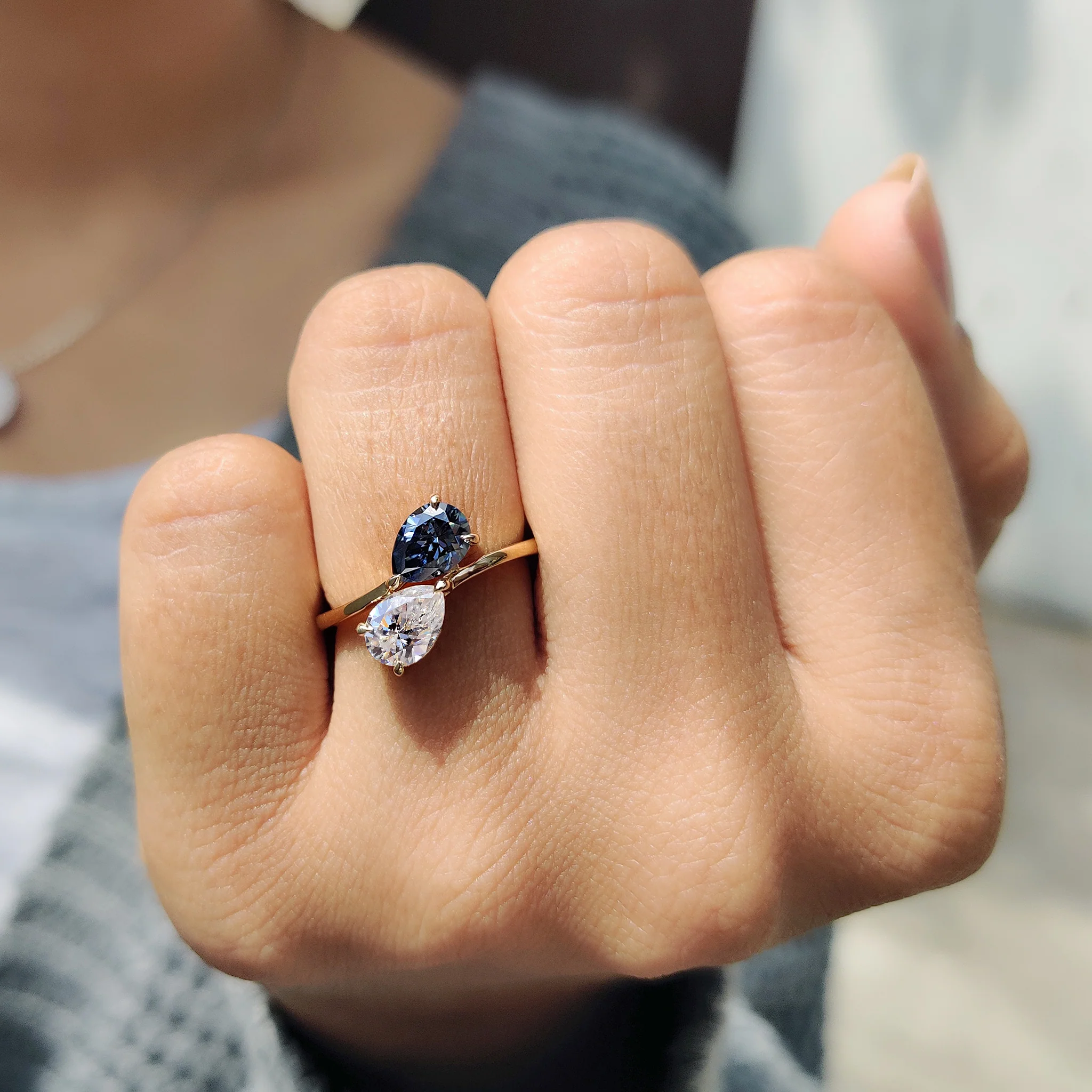 Pear Cut Two Stone Bypass Setting Ring - Image 6