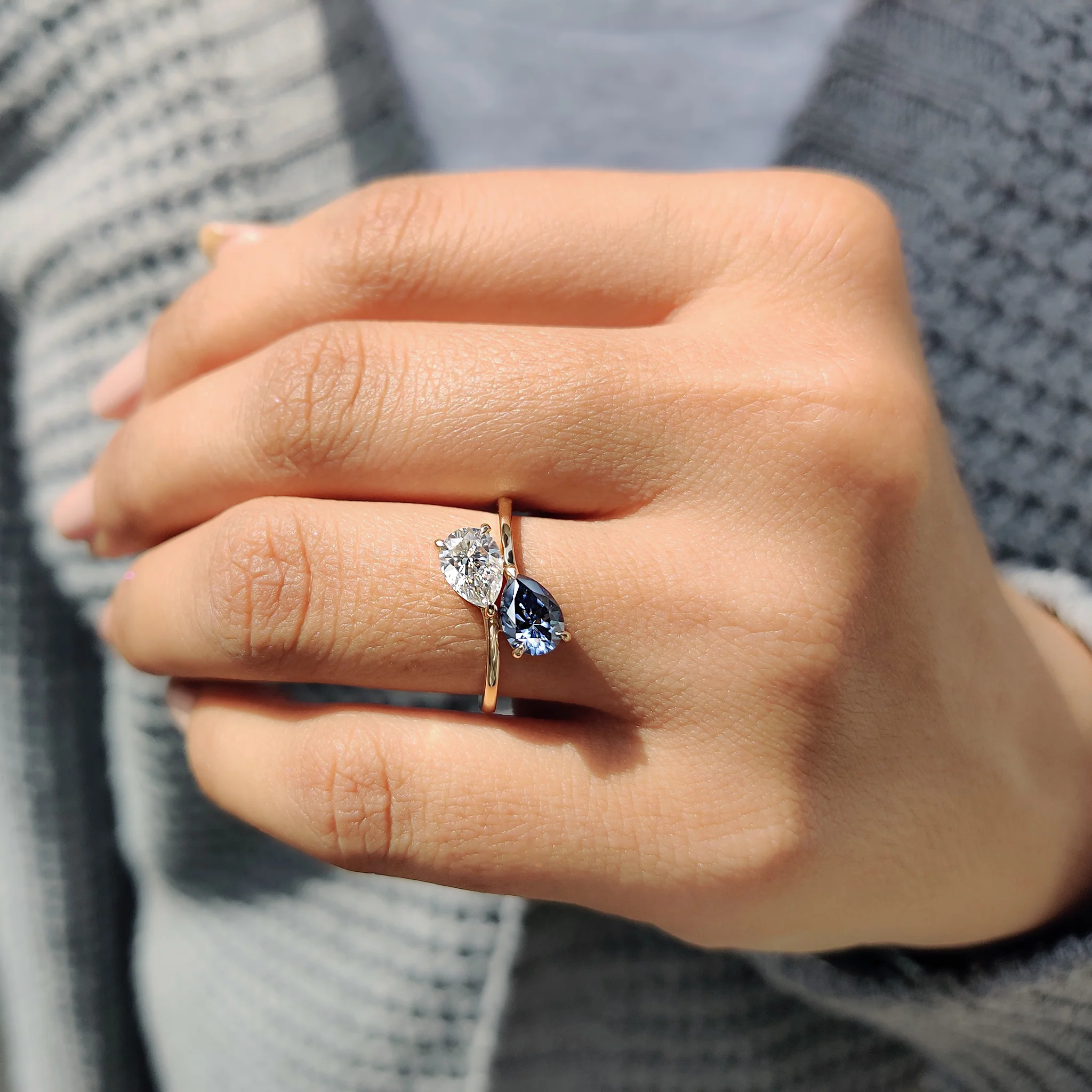 Pear Cut Two Stone Bypass Setting Ring - Image 7
