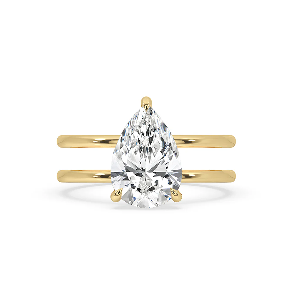 Pear Diamond Engagement Ring with Hidden Halo Design