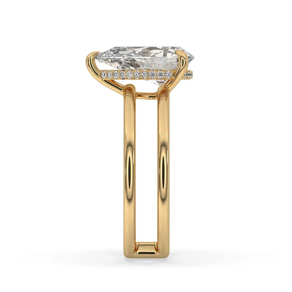 Pear Diamond Engagement Ring with Hidden Halo Design - Image 2