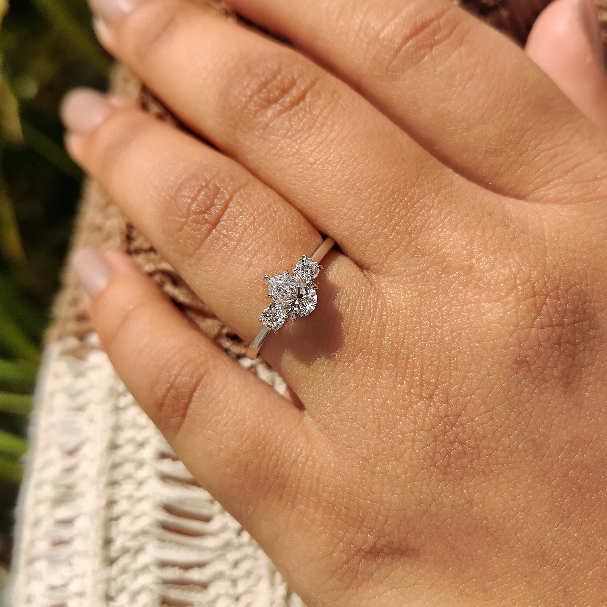 Pear Diamond Engagement Ring With Tapered Shank Setting - Image 5