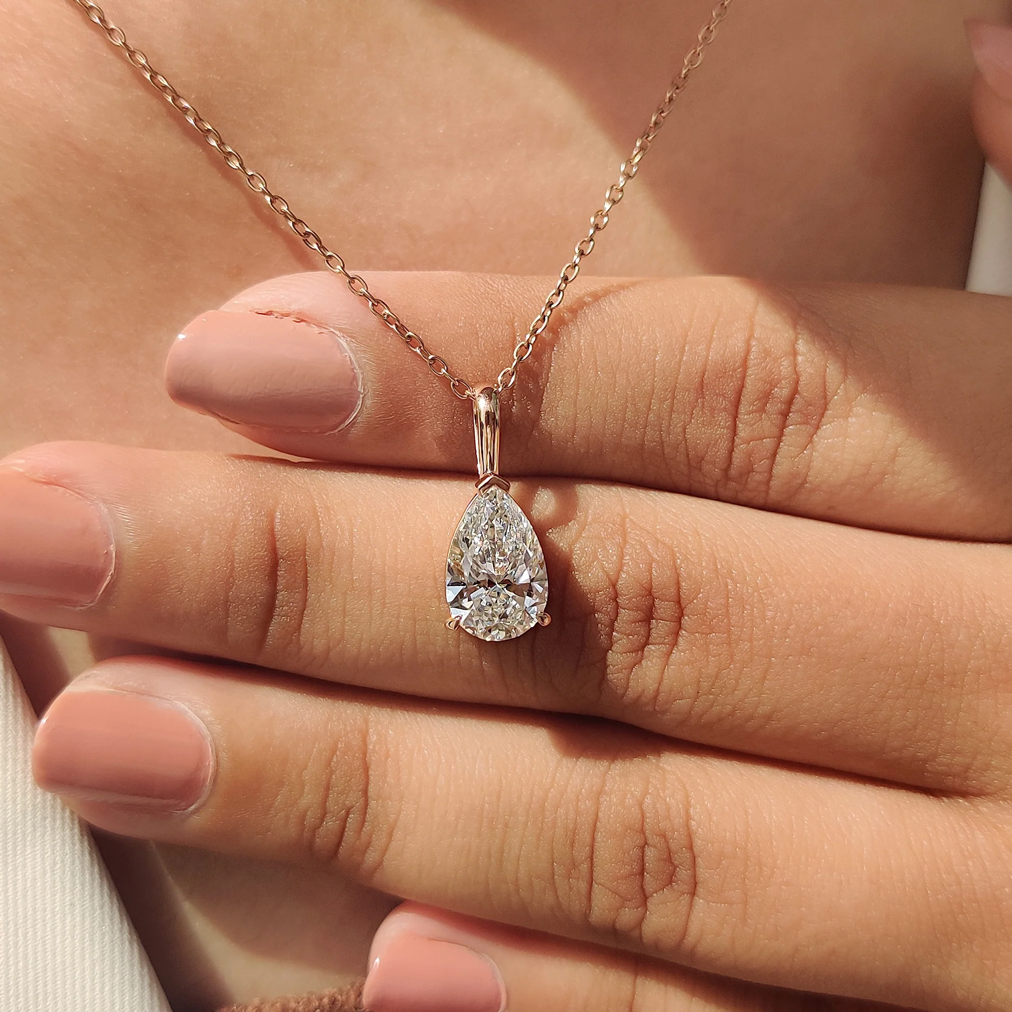 Pear Diamond Pendant In Solitaire Style - Image 7