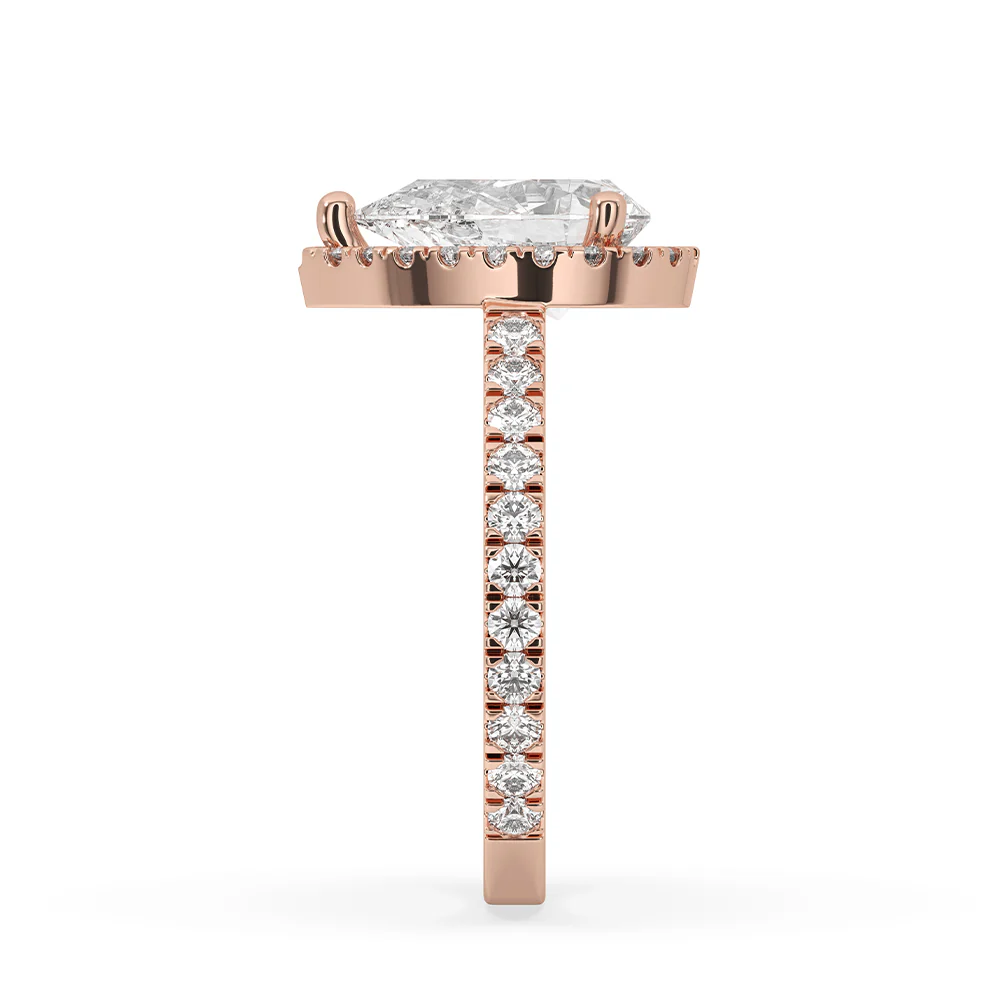 Pear Halo Engagement Ring with Pave Setting - Image 4