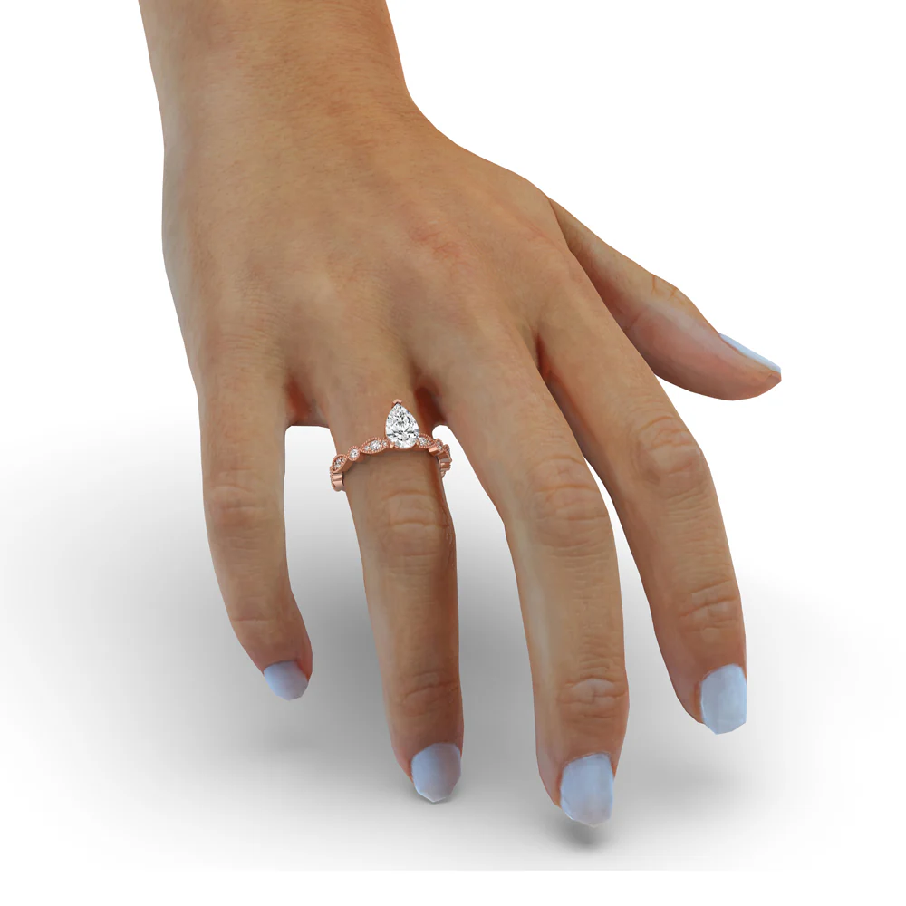Pear Shaped Diamond Engagement Ring for Timeless Elegance - Image 2